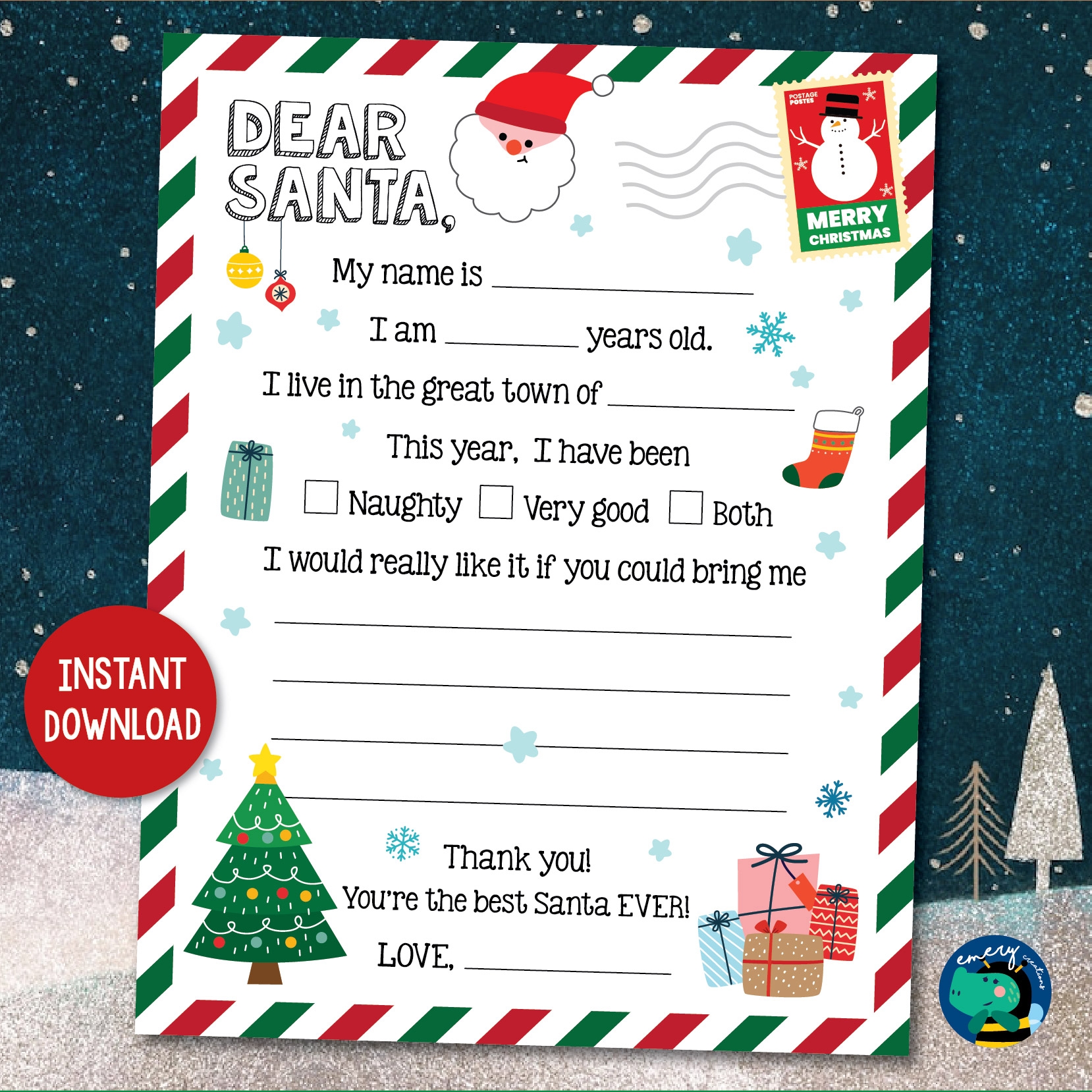 Christmas Wish List Letter To Santa Claus Christmas Printable For Kids Made By Teachers