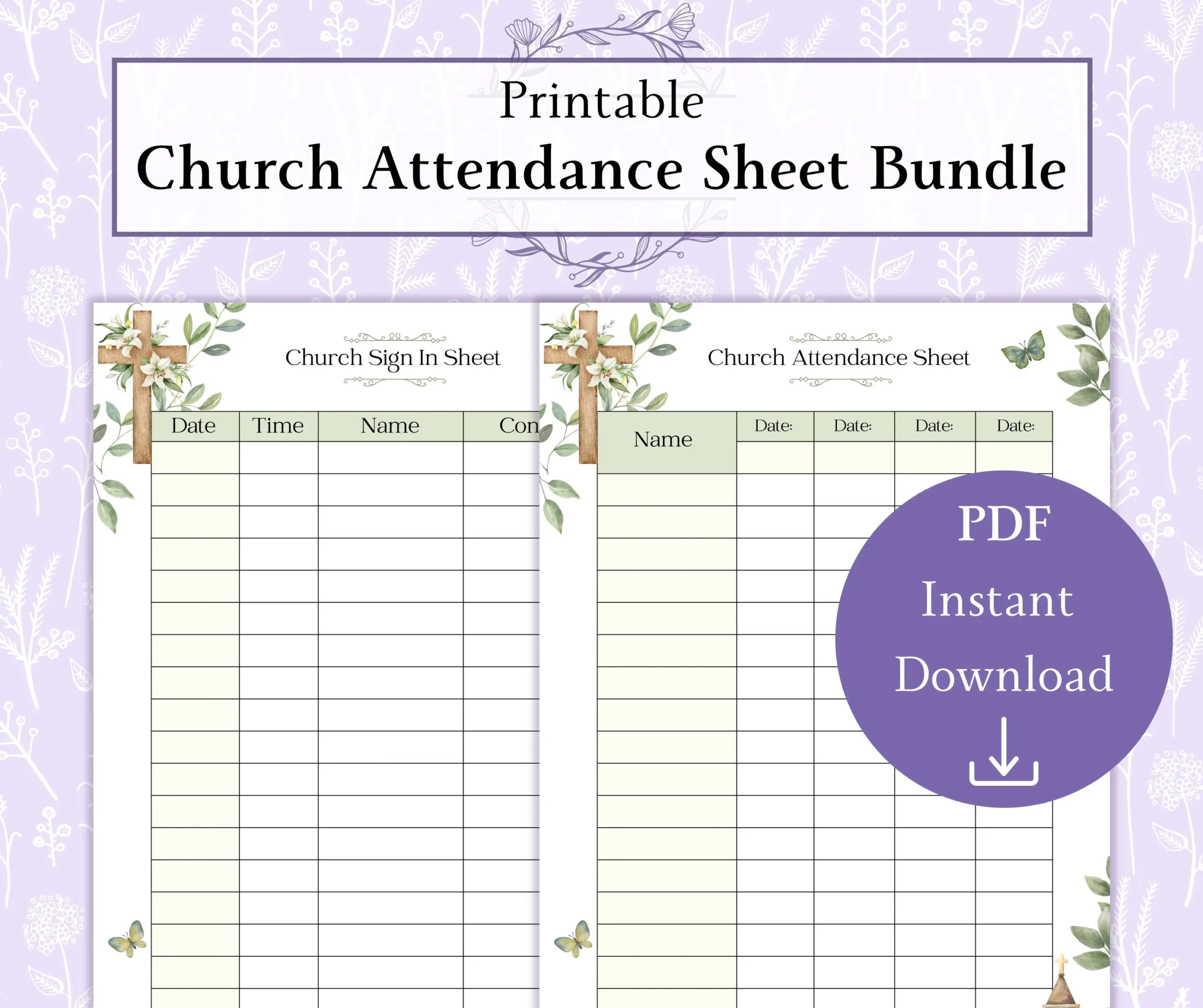 Church Attendance Sheet Etsy