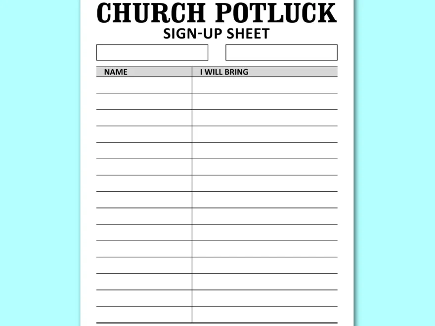Church Potluck Sign Up Sheet Printable Template Faith Community Brunch Dinner Party Food Signup Instant Download Letter A4 Etsy Israel