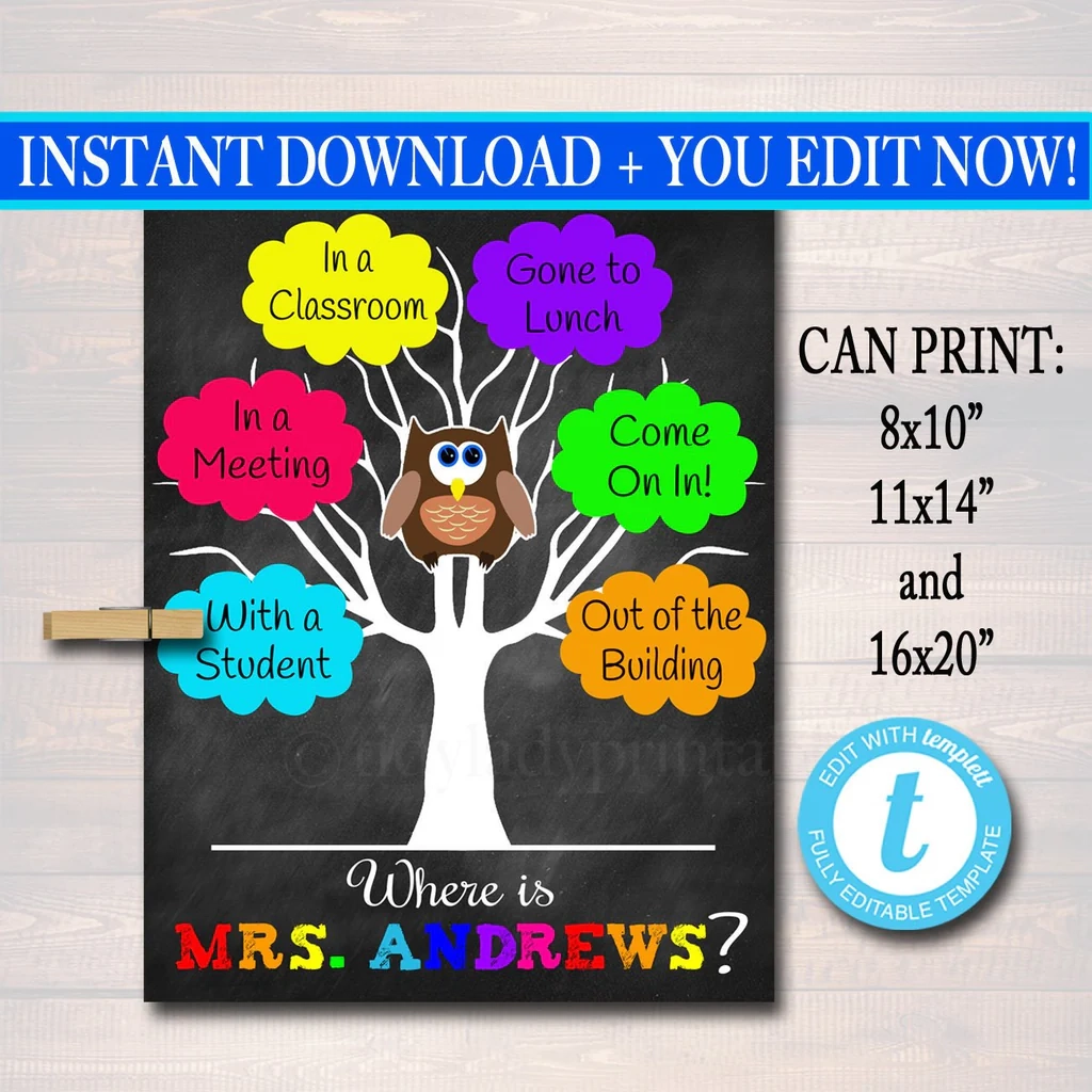 Classroom Door Sign TidyLady Printables