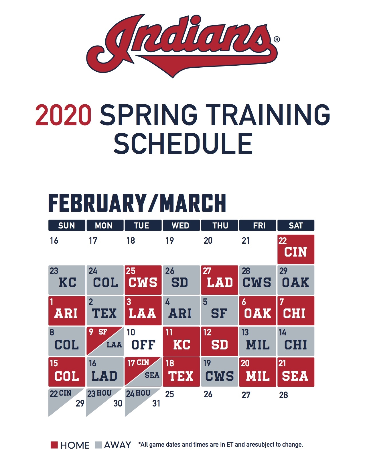 Cleveland Indians Printable Tv Schedule
