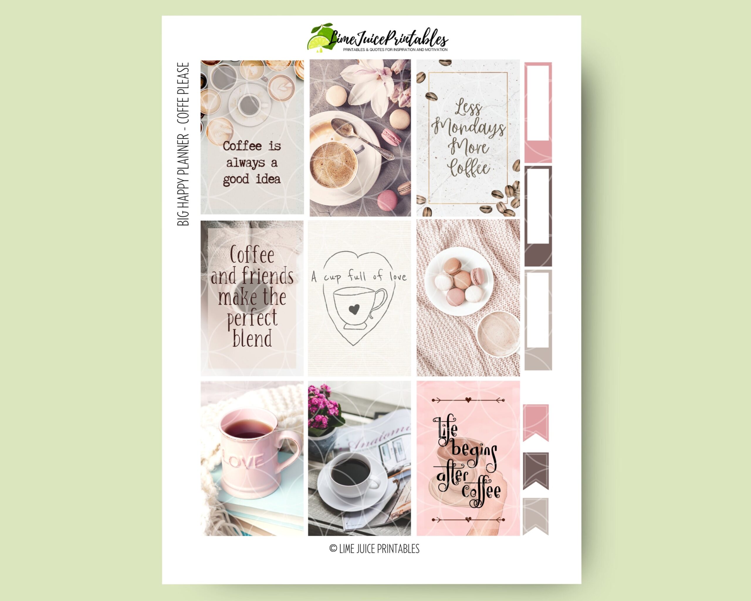 Coffee Lover s Planner Stickers Printable PNG Cut Files Etsy
