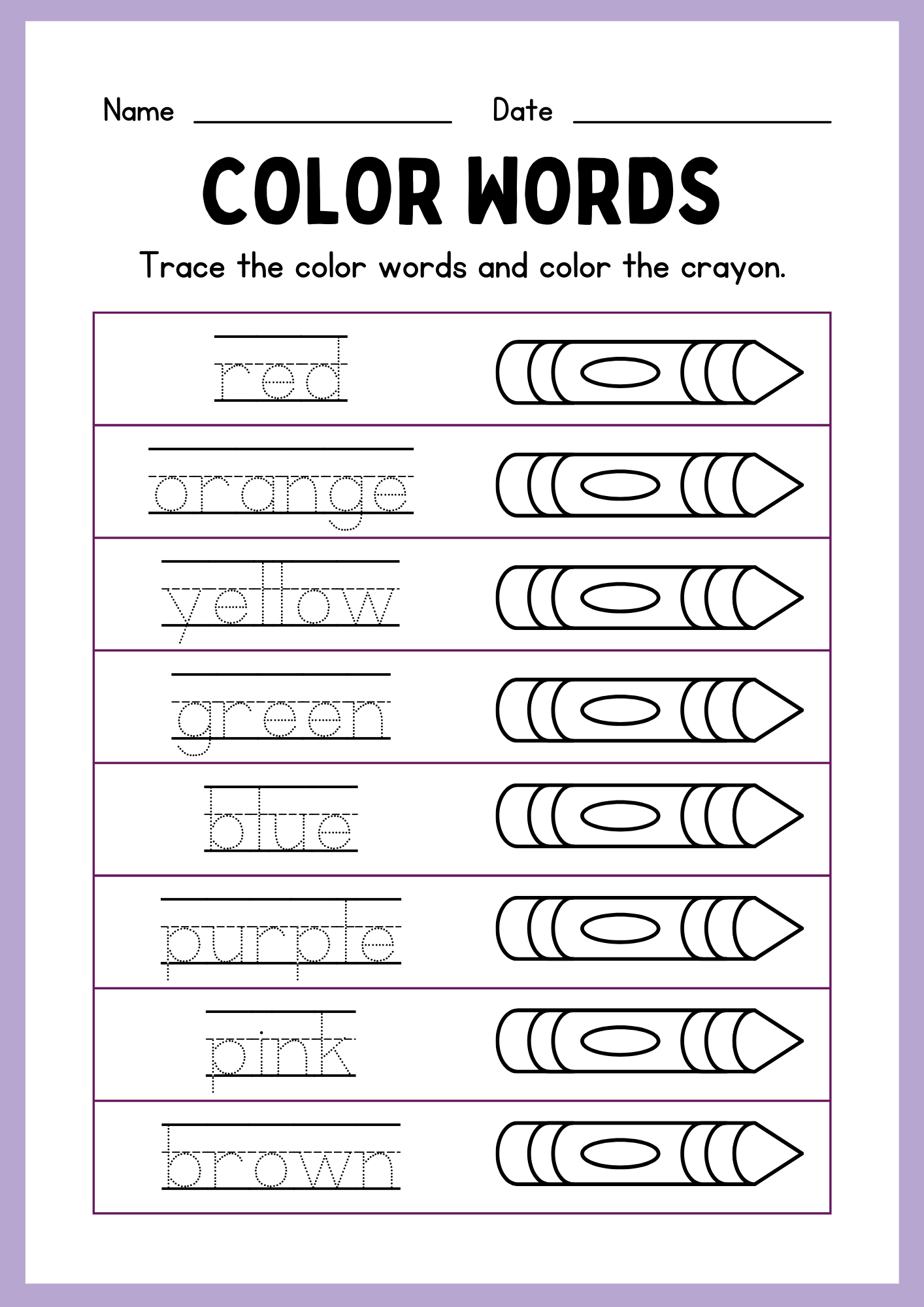 Printable Sheets With Colors