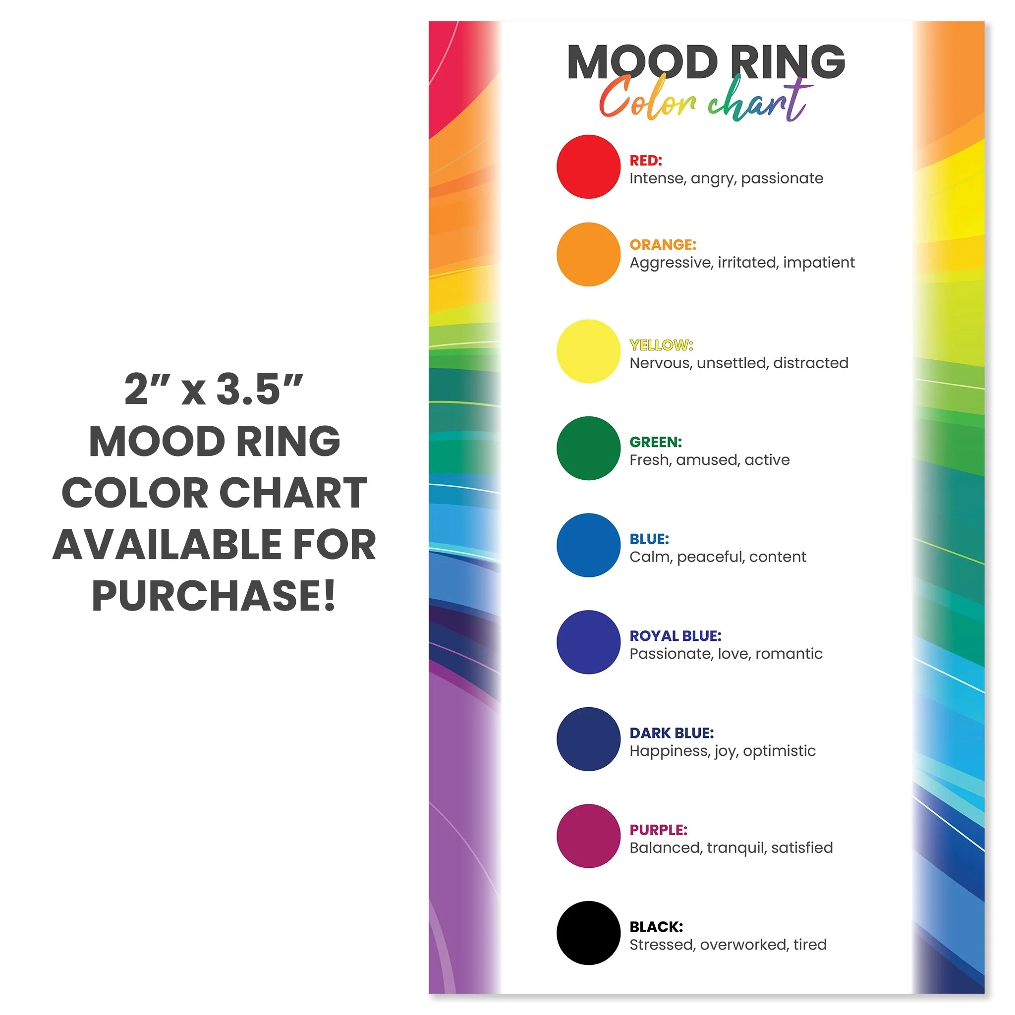 Color Meanings Real Mood Ring Chart Mood Ring Chart Mood Chart Printable Mood Jewelry Chart