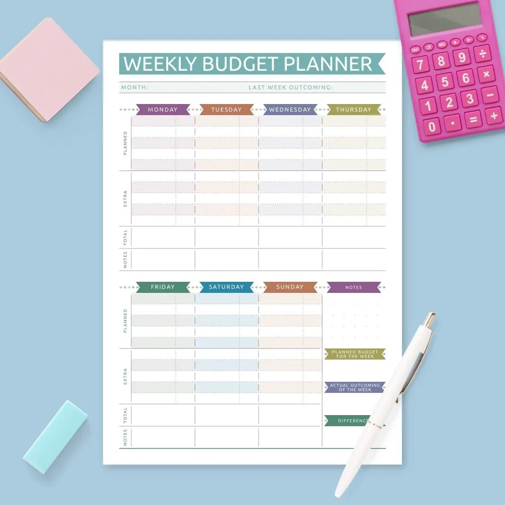 Weekly Expenses Tracker Planner Printable Free