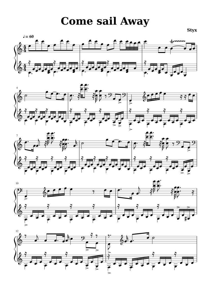 Come Sail Away Sheet Music For Piano Solo MuseScore Come Sail Away Sheet Music For Piano Solo MuseScore