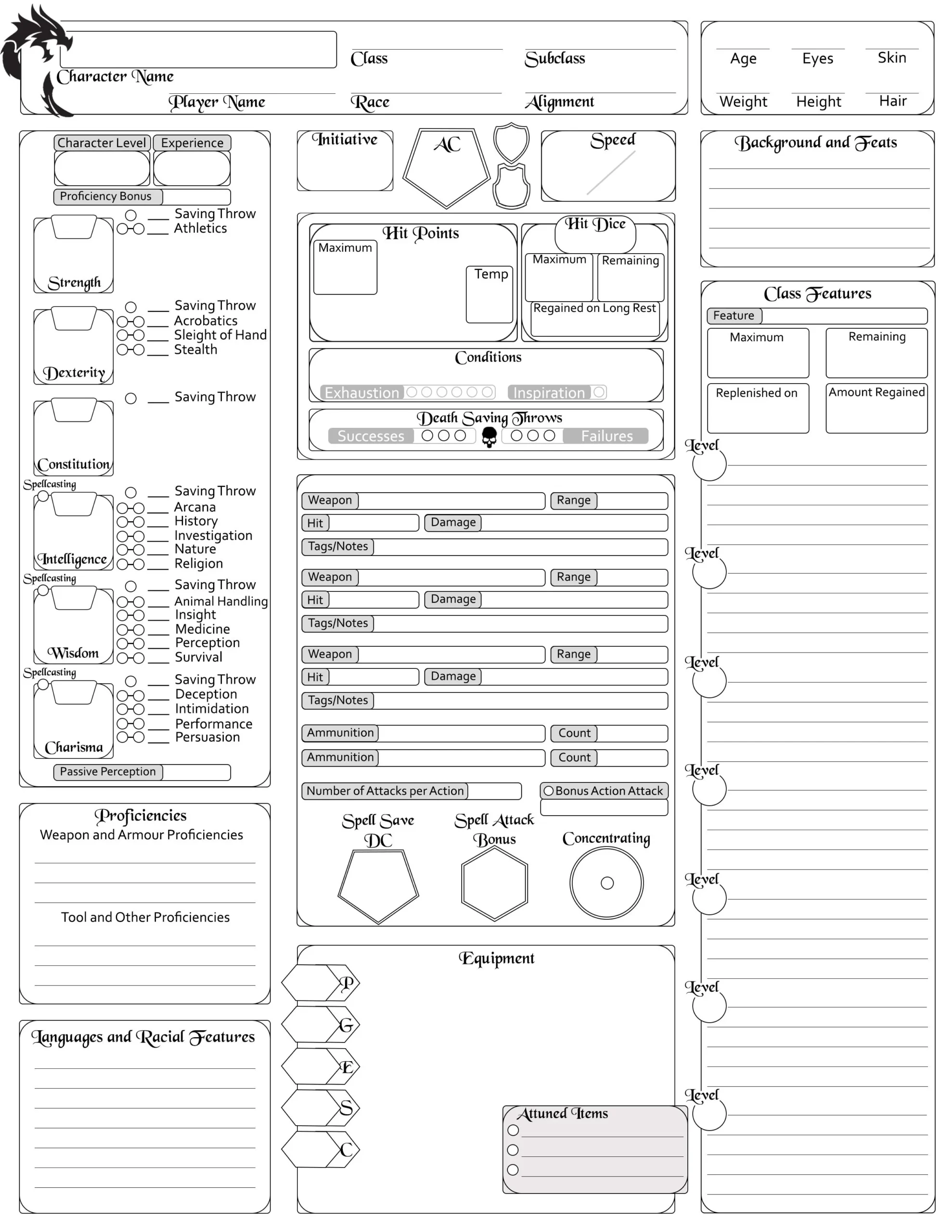 Complete Character Sheet 5e V 3 Now A Better Fillable Pdf With Tooltips OC R DnD