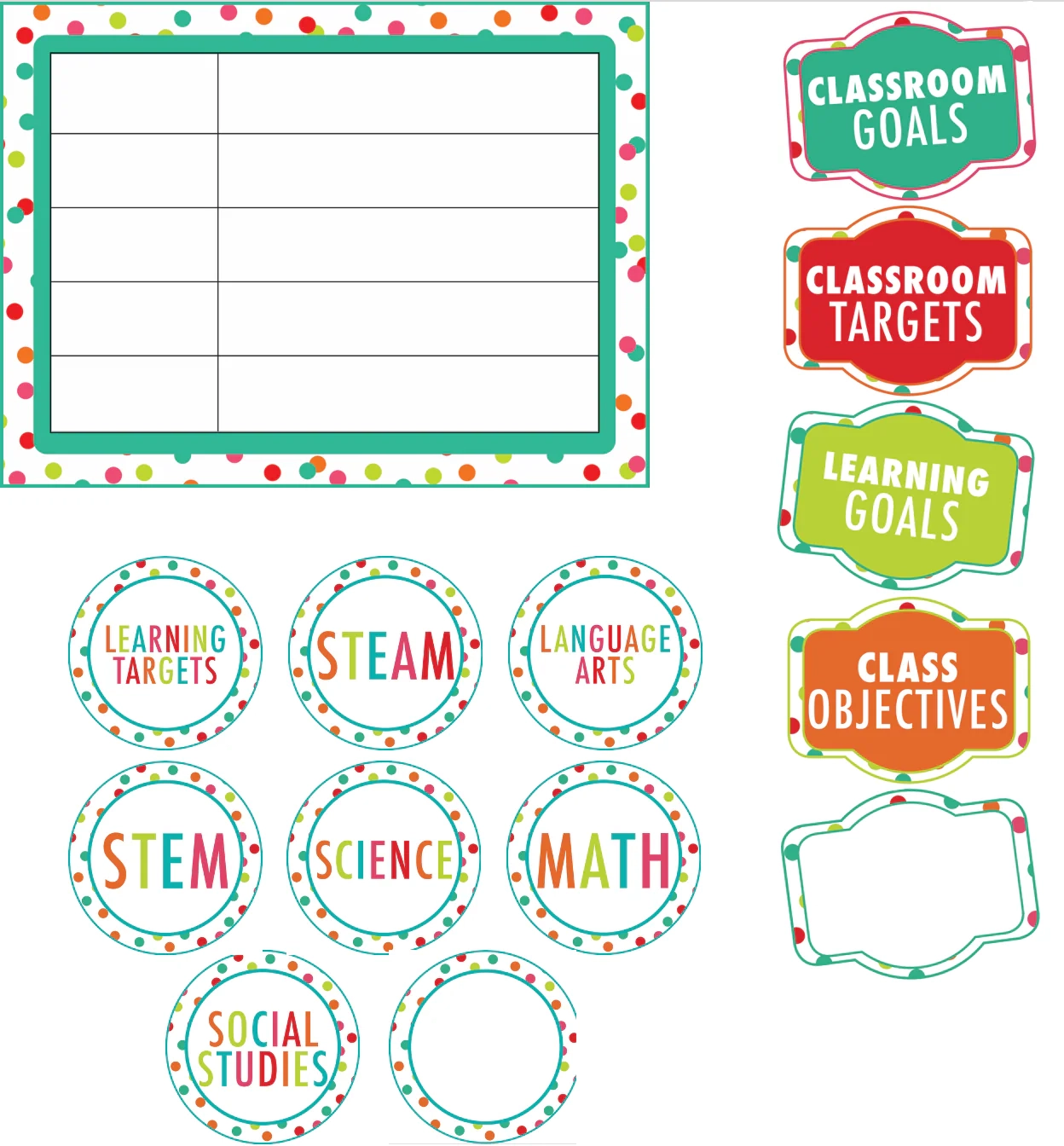 Confetti Learning Target Signs Black White And Stylish Brights Schoolgirl Style Confetti Learning Target Signs Black White And Stylish Brights Schoolgirl Style
