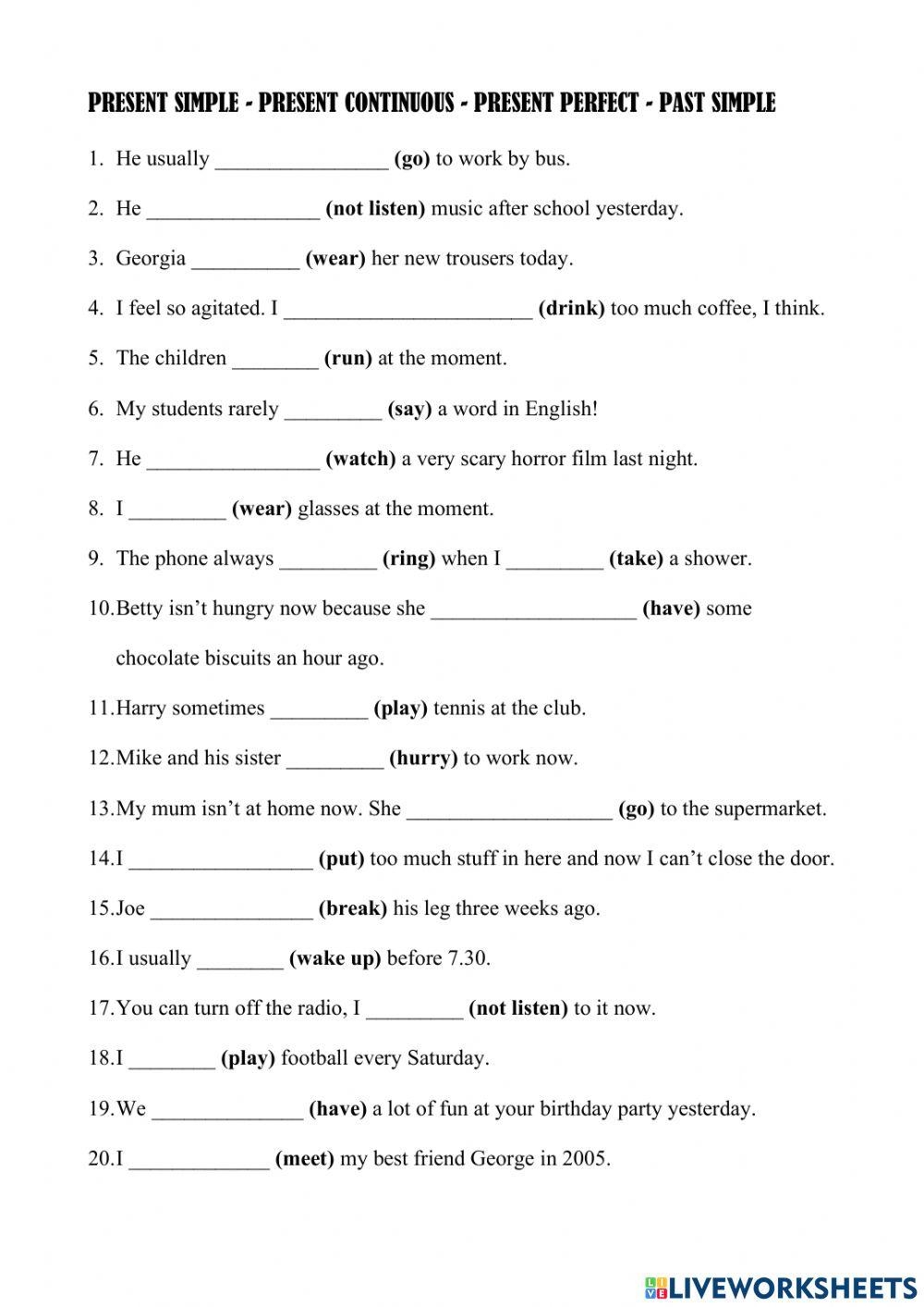 Conjugation Of Verbs Worksheet Live Worksheets Worksheets Library