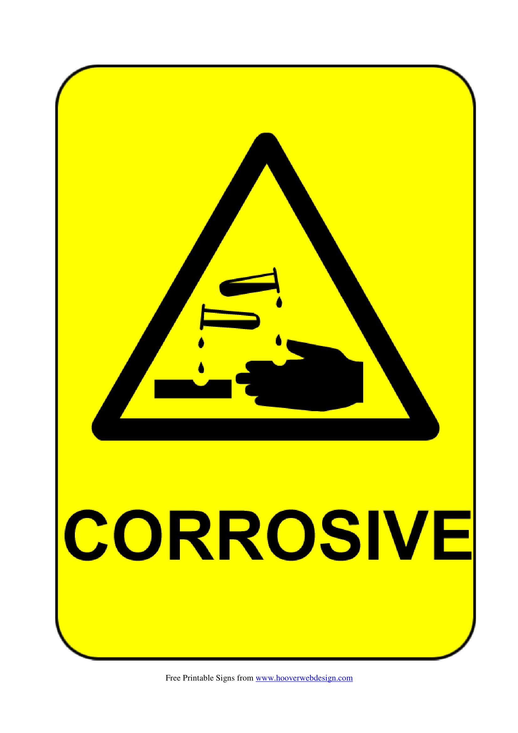 Printable Danger Corrosive Sign Printable Danger Corrosive Sign