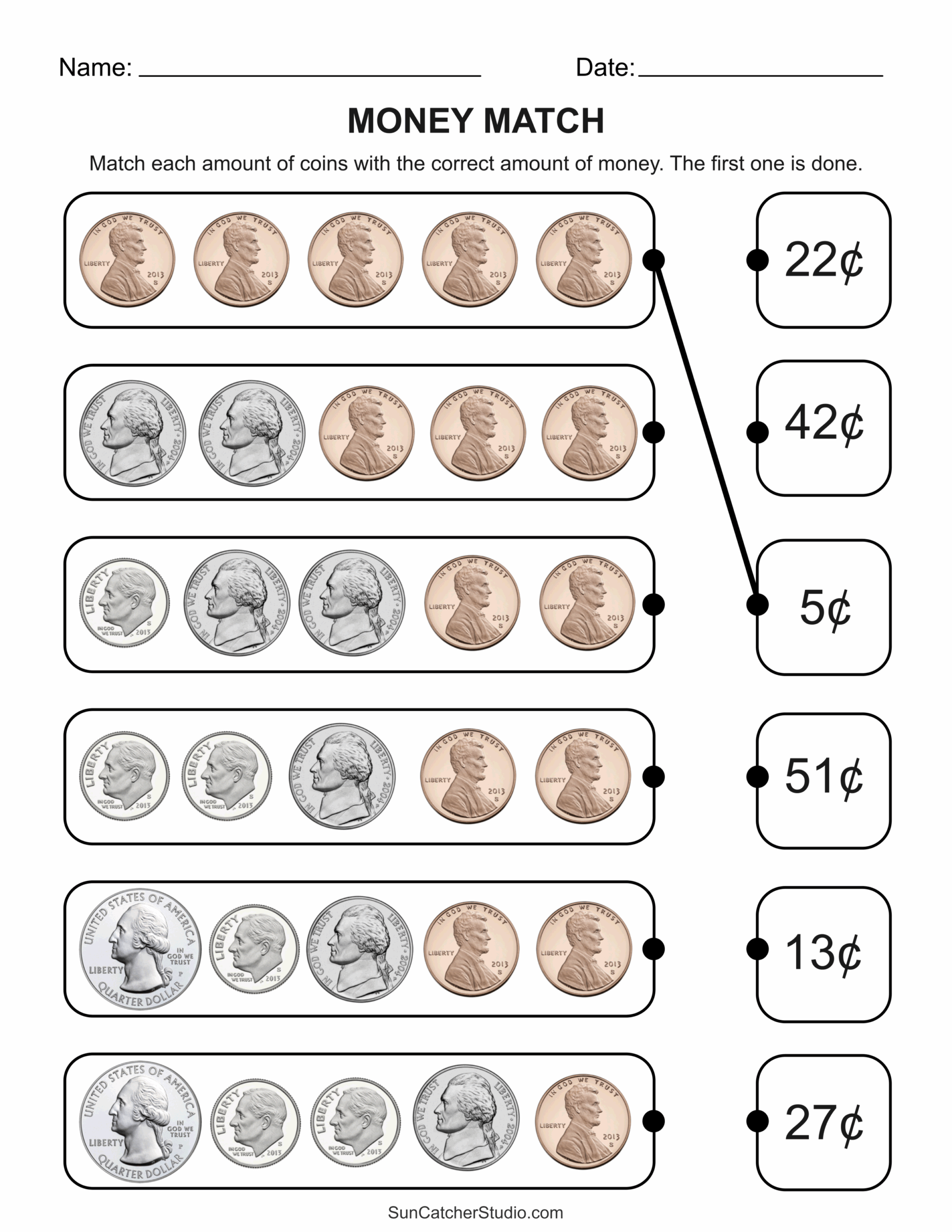 Money Chart Printable Teach Usa Money
