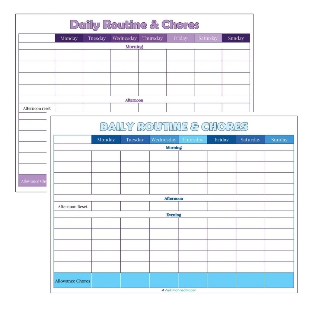 Free Printable Childrens Daily Schedule