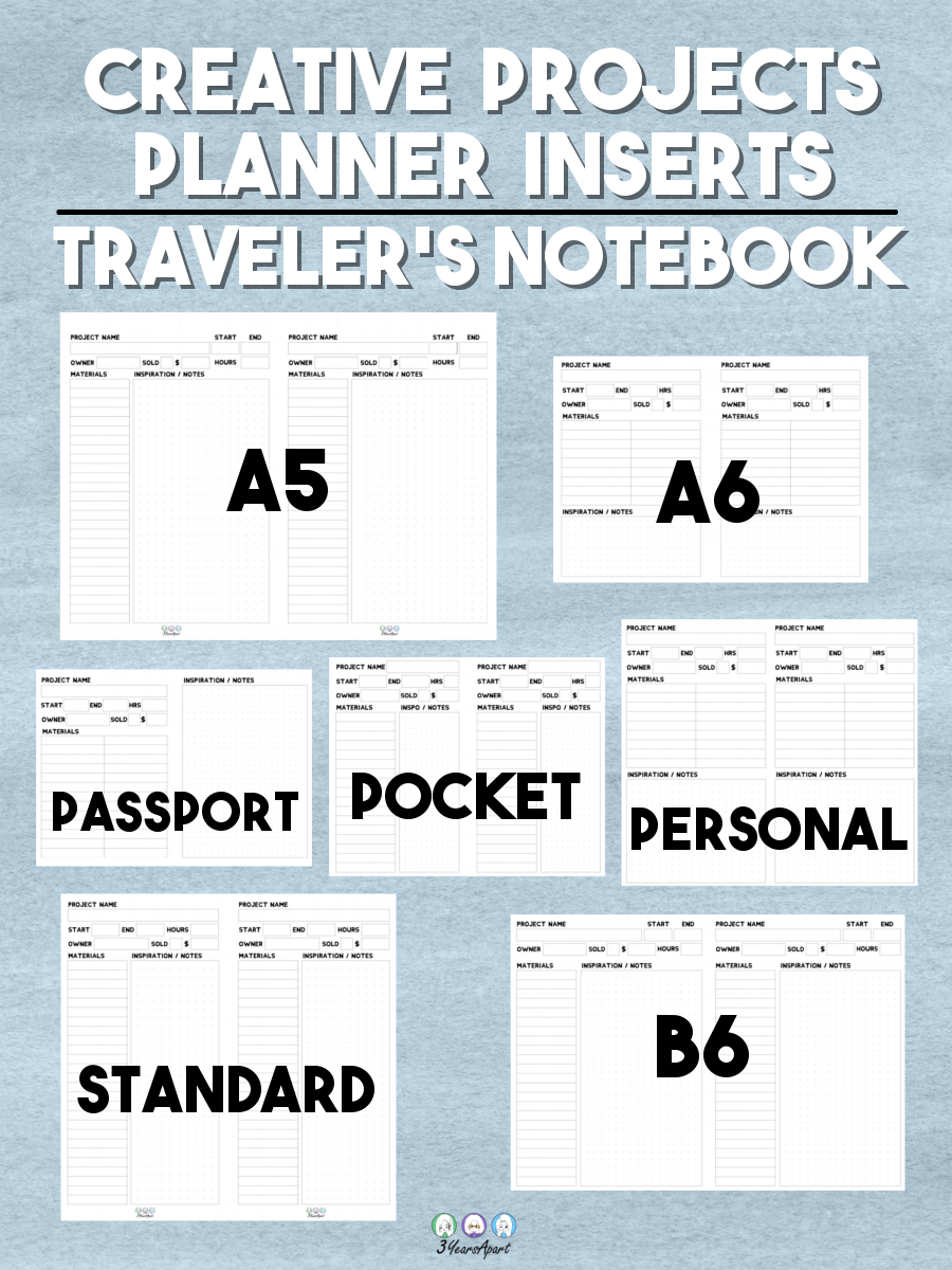 Creative Project Planner Inserts Free Printable For Traveler s Notebooks And Planners 3 Years Apart Creative Project Planner Inserts Free Printable For Traveler s Notebooks And Planners 3 Years Apart