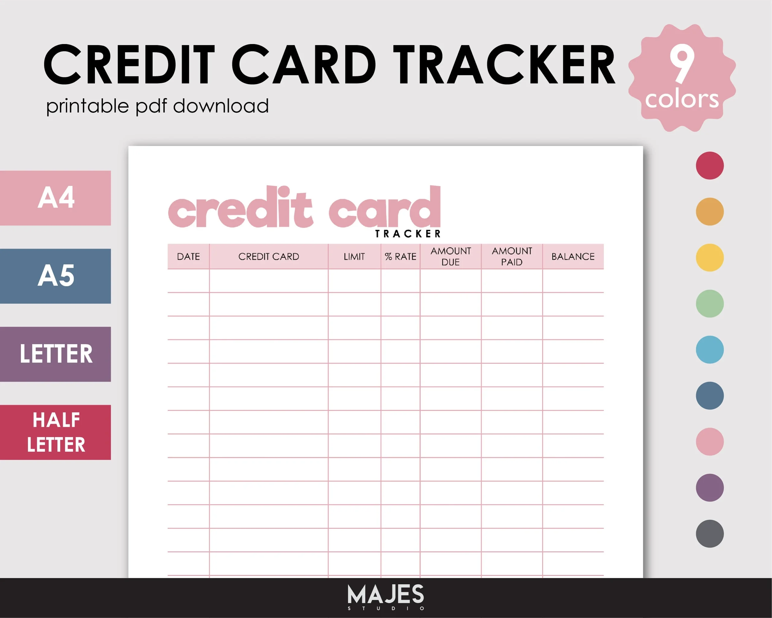 Budget Planner Printable Credit Card Free