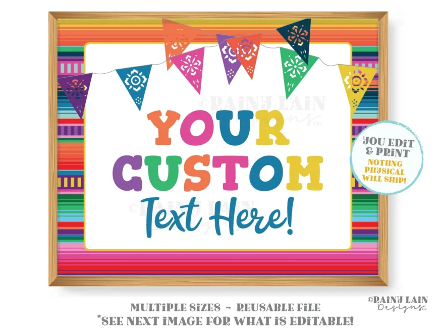Custom Fiesta Sign Editable Serape Decorations Theme Welcome Fiesta Id Rainy Lain Designs LLC