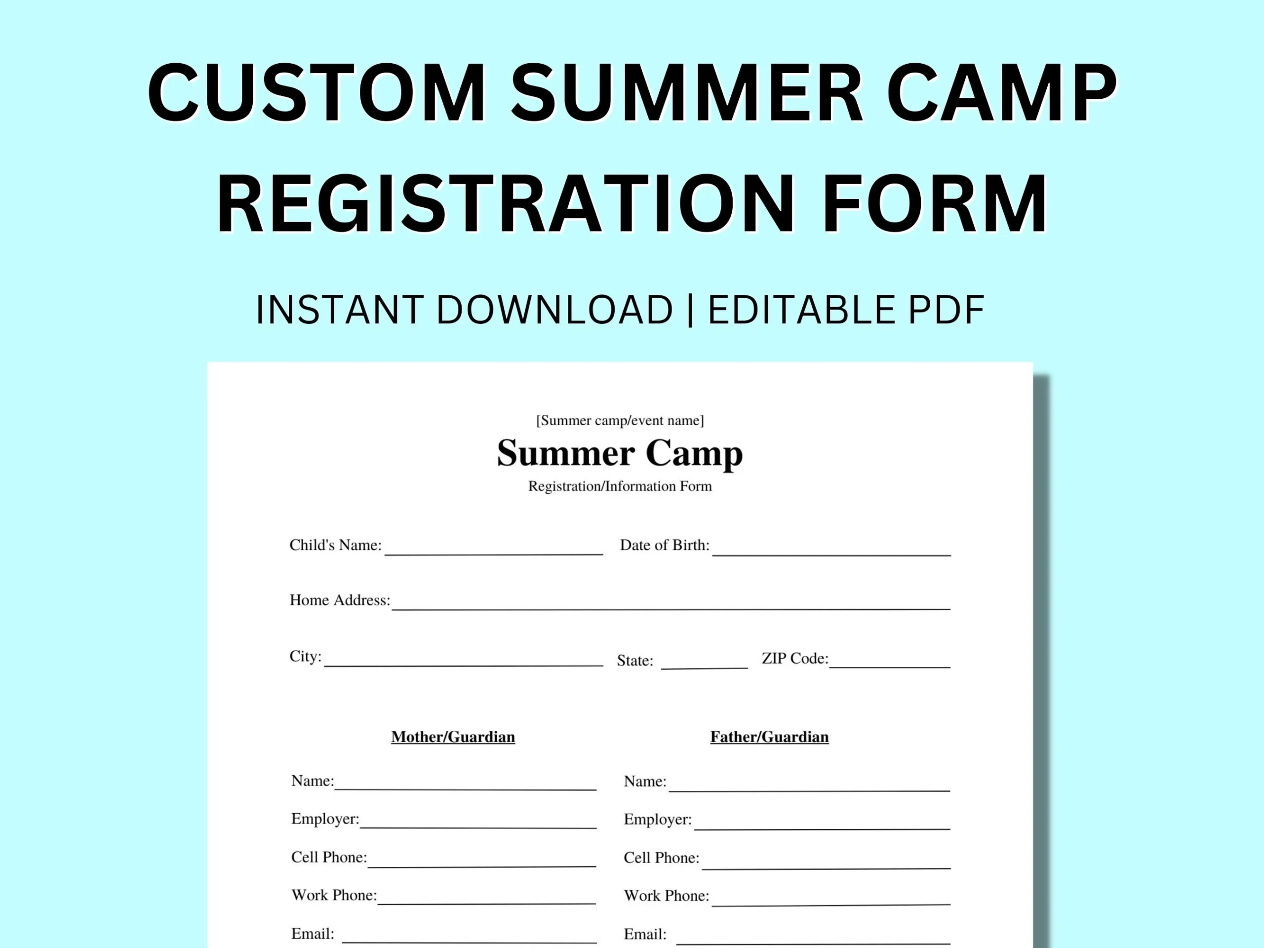 Custom Summer Camp VBS Event Registration Editable Instant Digital Download Form Medical Registration Child Form For Work School Church Etsy Custom Summer Camp VBS Event Registration Editable Instant Digital Download Form Medical Registration Child Form For Work School Church Etsy