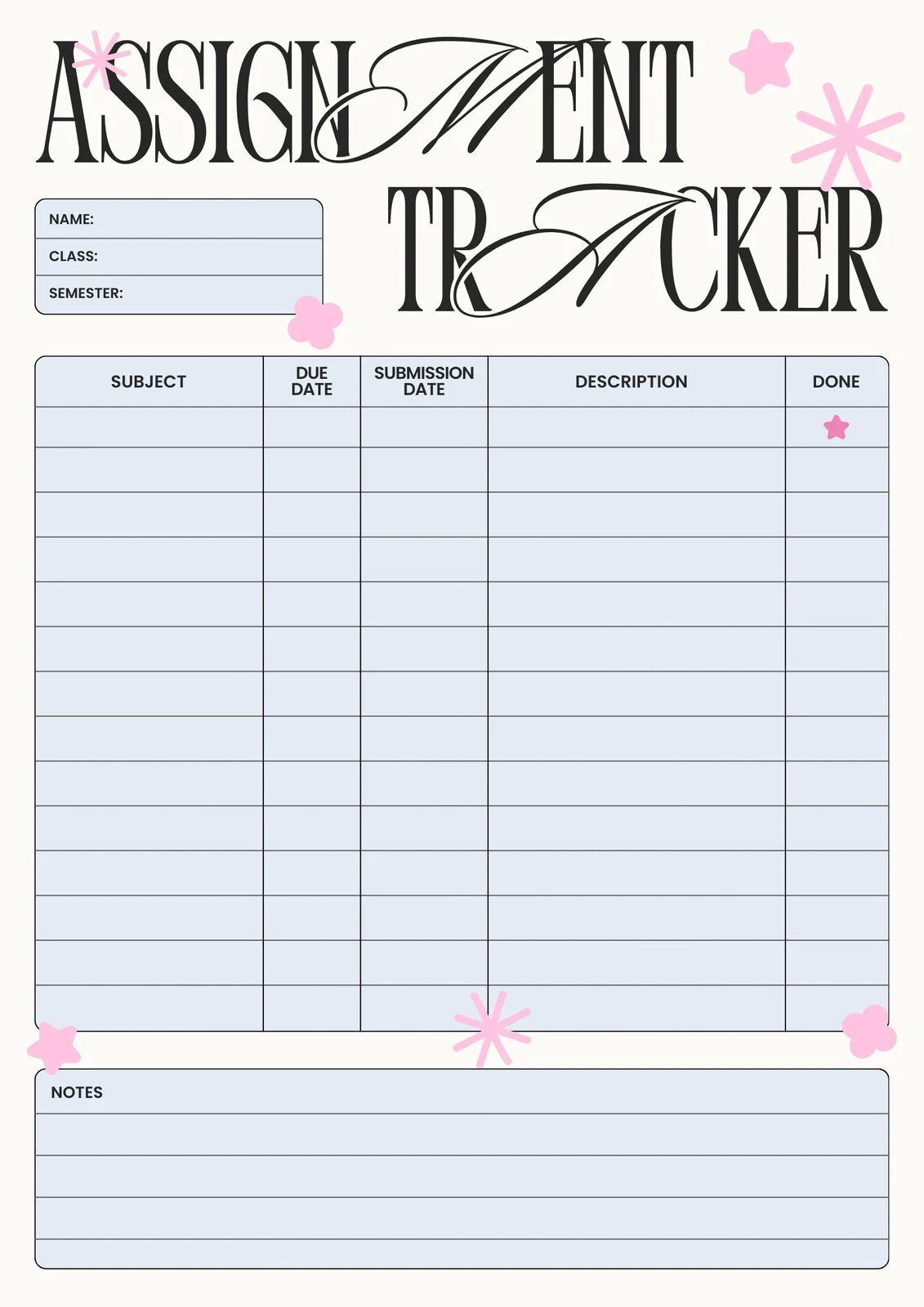 Academic Daily Planner Printable Academic Daily Planner Printable
