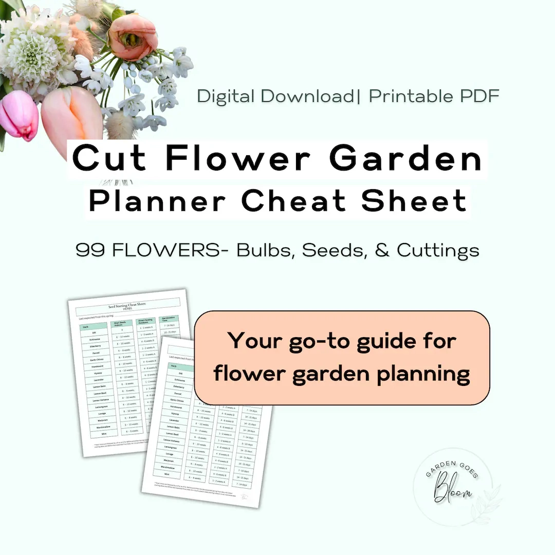 Cut Flower Garden Seedling Chart Sowing Guide Bulbs Printable Cheat Sheet Gardening Planner Flower Garden Seed Starting Chart 2024 Etsy