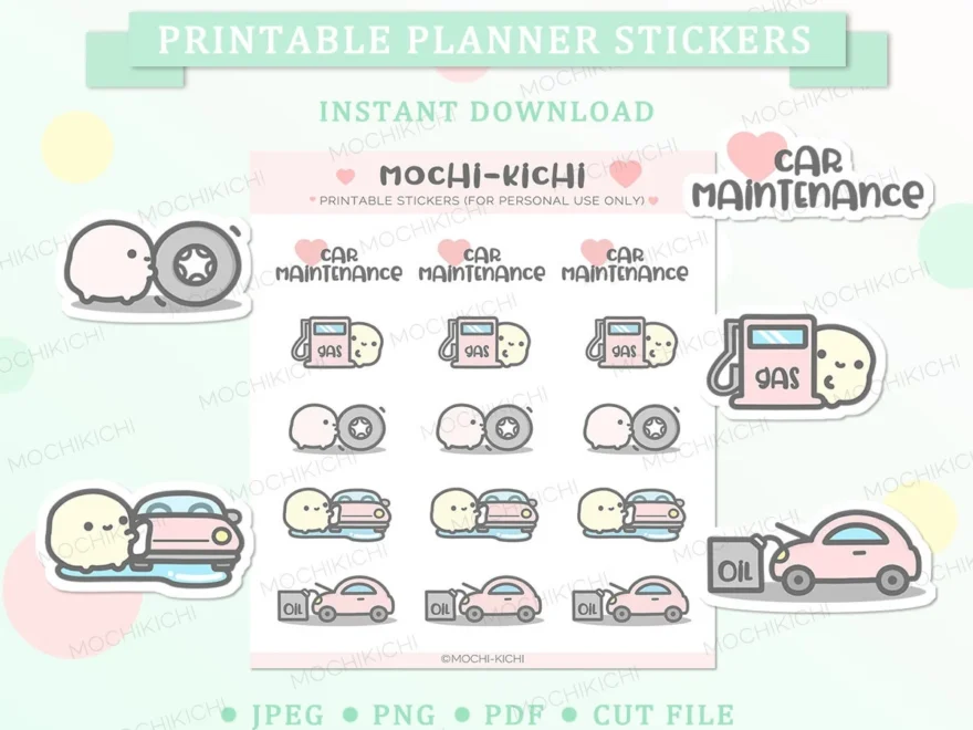 Cute Oil Change Printable Planner Sticker Car Maintenance Printable Planner Sticker Car Wash Printable Planner Sticker Auto shop P0142 Etsy