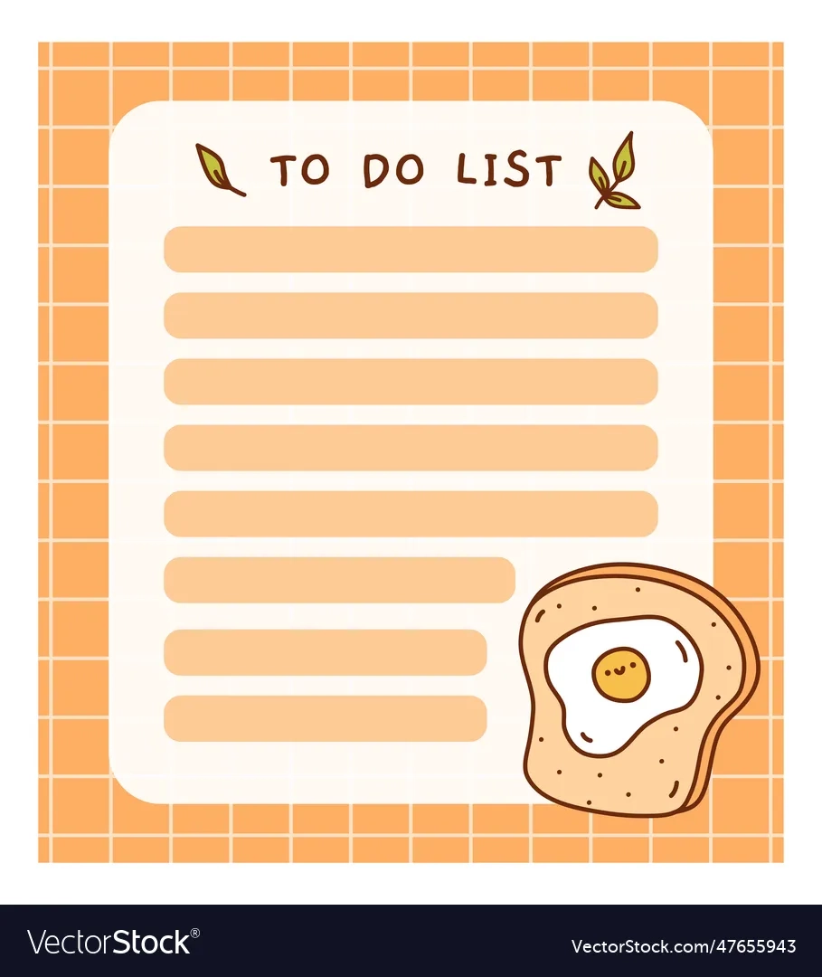 Cute To Do List Template With Fried Eggs Kawaii Vector Image