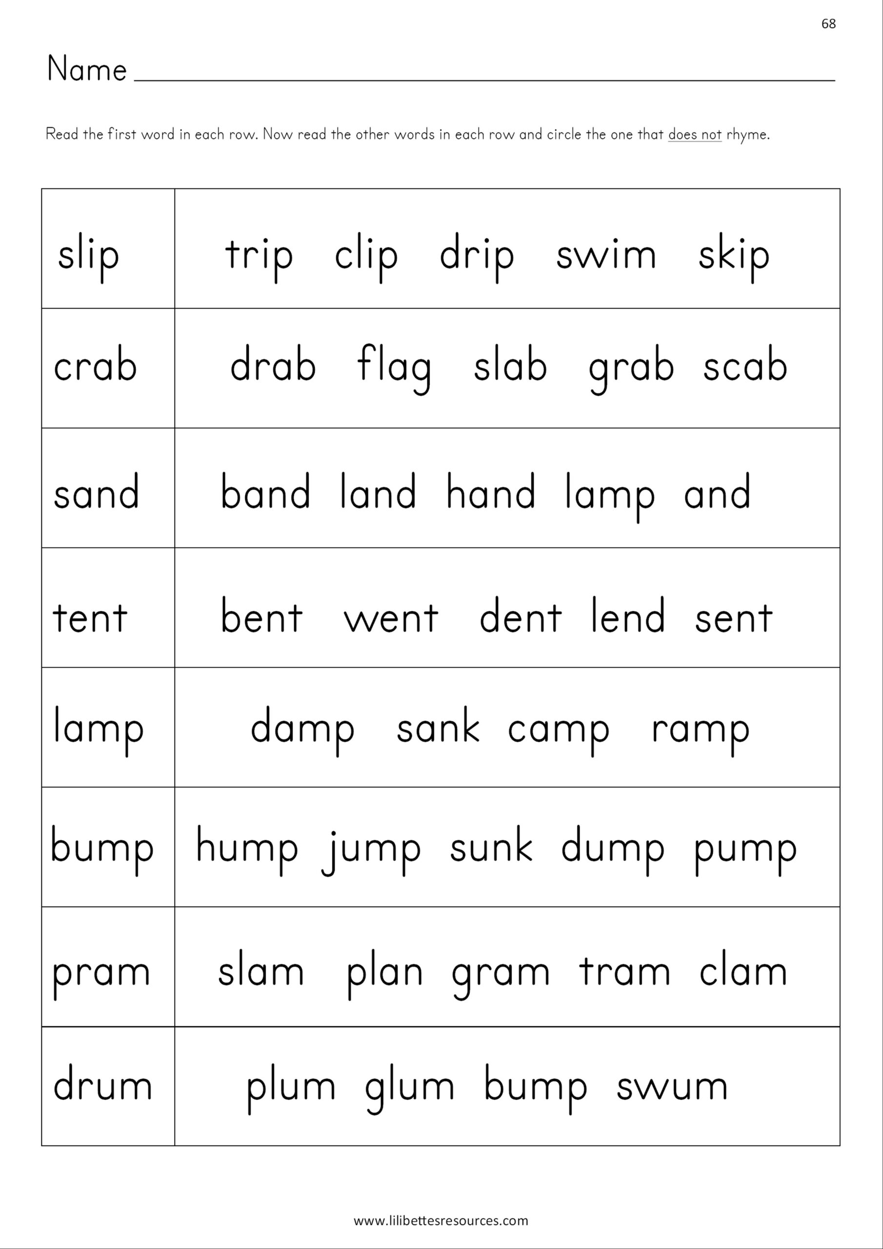 Ccvc Word List Printable