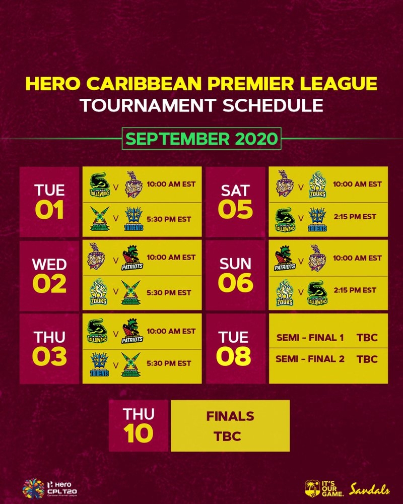 CWI T20 Action Is In The Air Hero CPL Schedule Cricexec