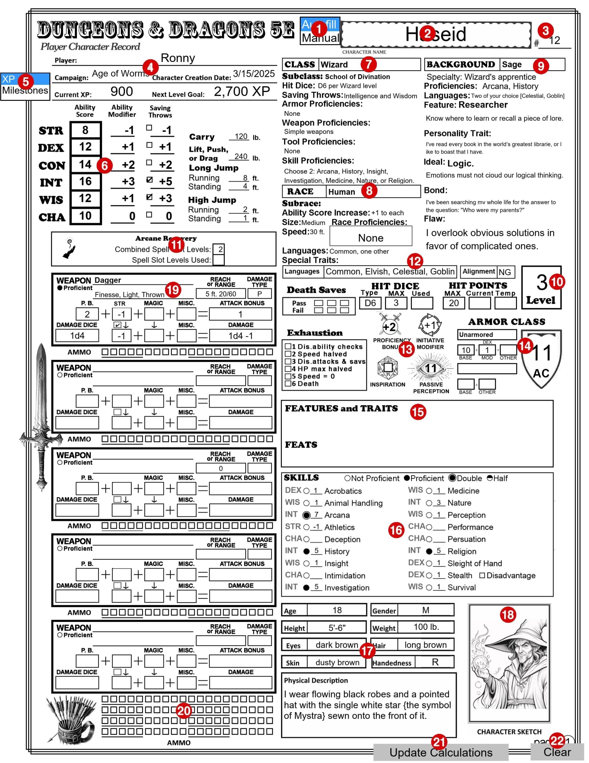 D D 5E 2014 Character Sheet Fillable And Auto Calculating Dungeon Master Assistance D D 5E 2014 Character Sheet Fillable And Auto Calculating Dungeon Master Assistance