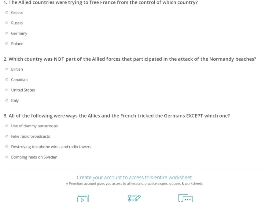 D Day Quiz Worksheet For Kids Study