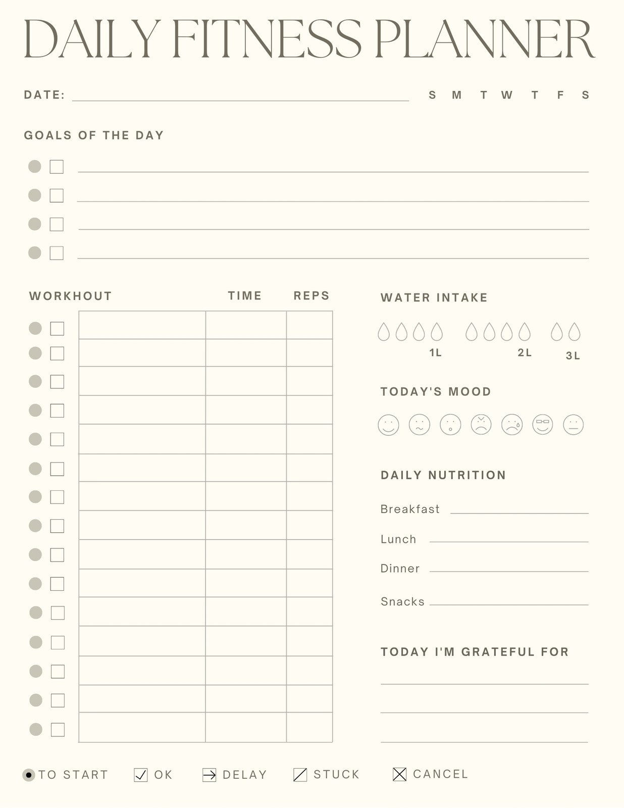 Daily Fitness Planner Template Template Printable PDF Worksheets Library