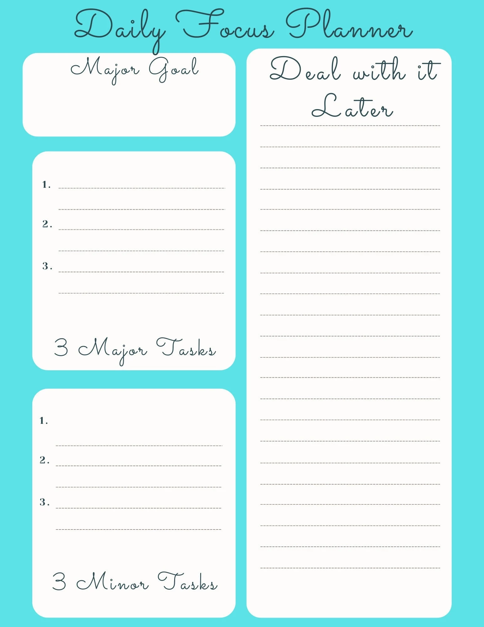 Daily Focus Planner To Do List Planner Printable Planner Template Etsy