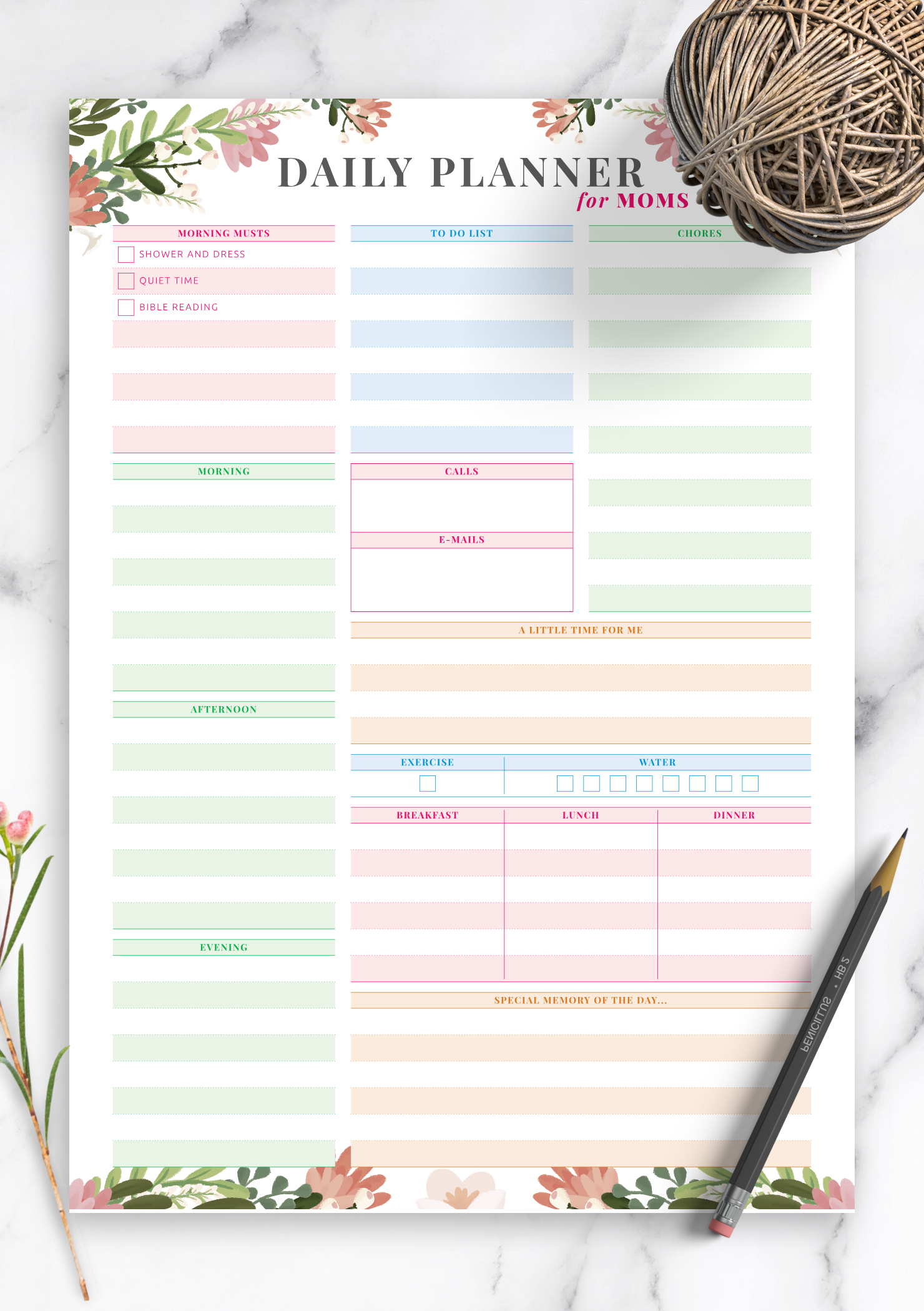 Daily Planner For Moms PDF Organize Tasks Kids Self Care