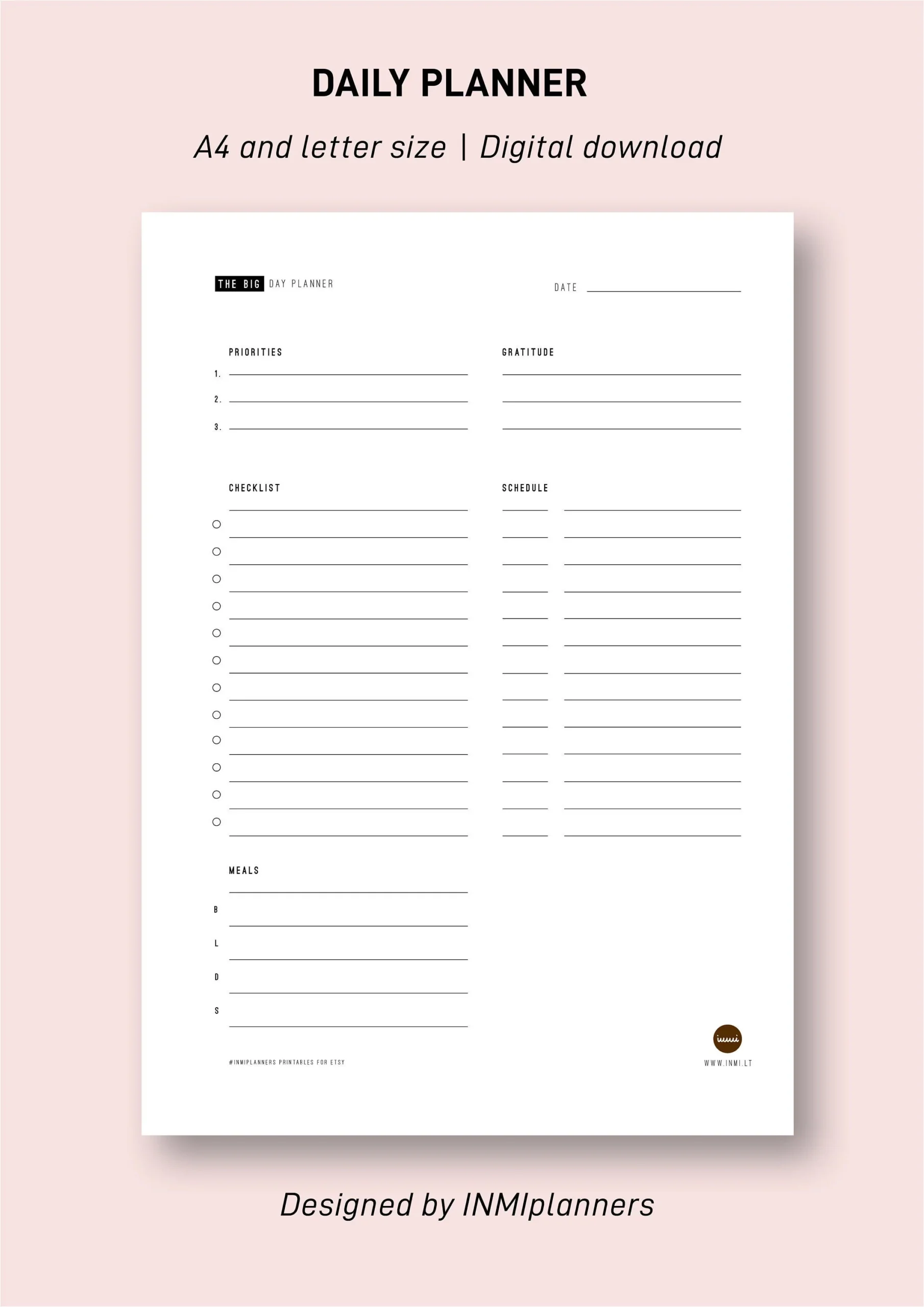 Daily Planner Printable A4 Letter Size Schedule digital Download Etsy Daily Planner Printable A4 Letter Size Schedule digital Download Etsy
