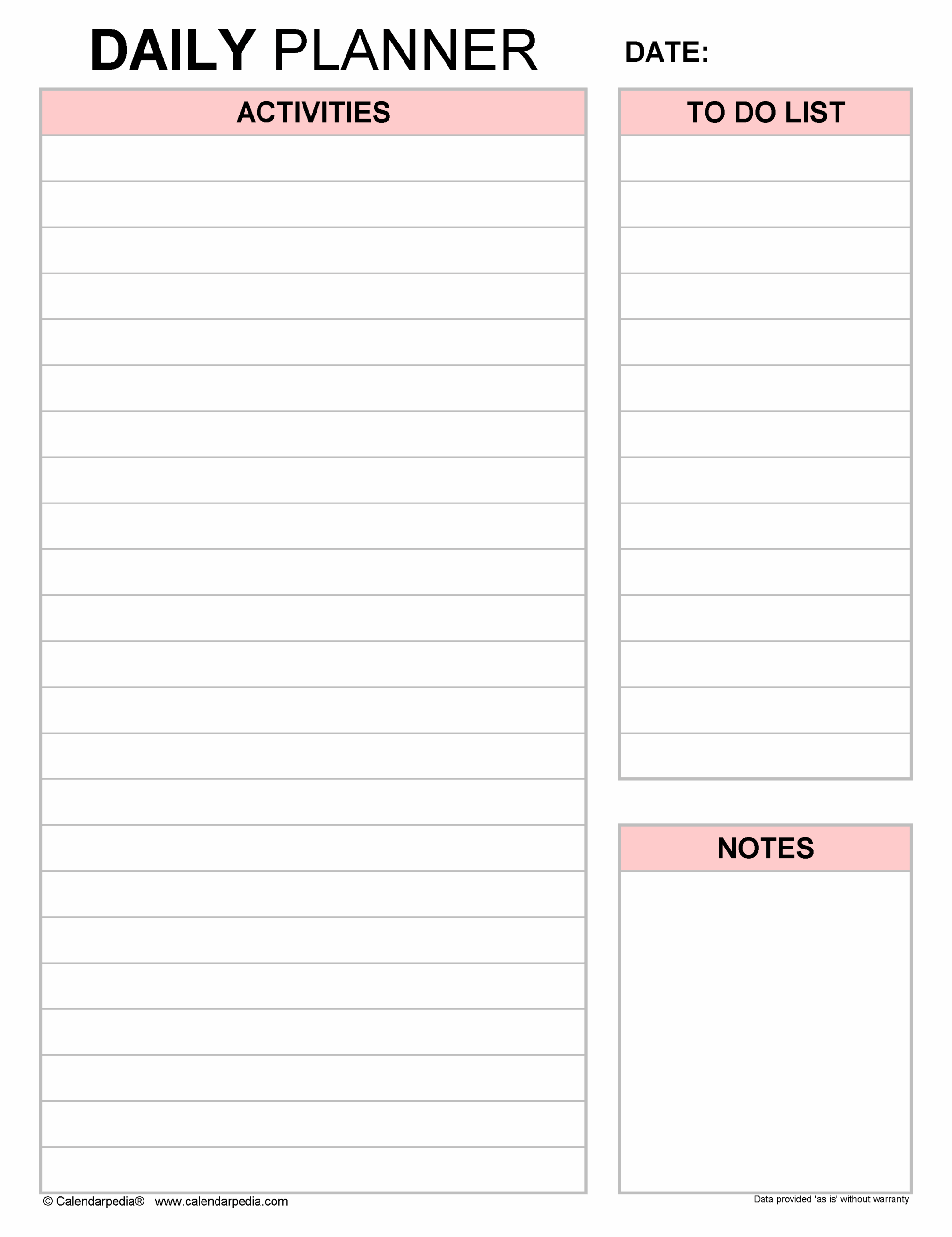 Daily Planners In Microsoft Excel Format 20 Templates