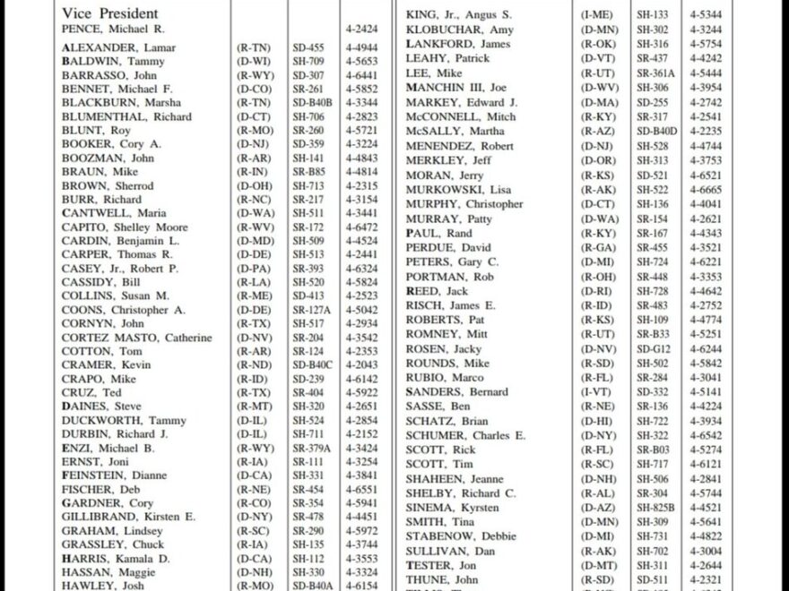 Daphne L Portis On X I Will Continue To Tweet This List Of Current U S Senators Until This Shit show Is Over AREA CODE 202 Https t co 3FPftzjJ9y X