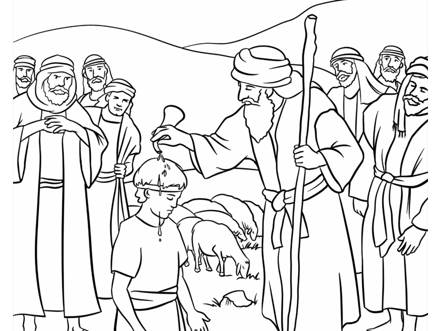 David Anointed By Samuel 1 Children s Coloring Page From Sermons4Ki