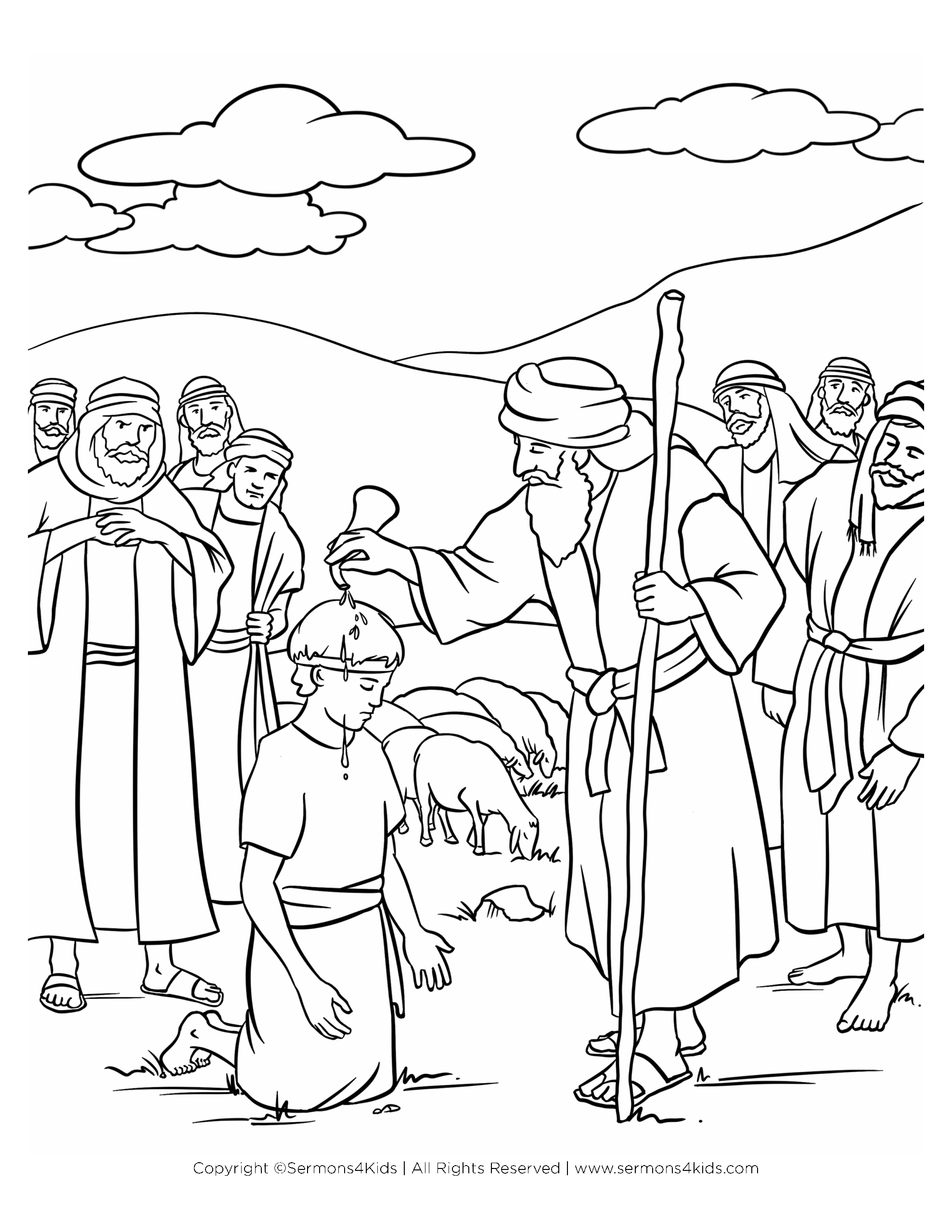 David Anointed By Samuel 1 Children s Coloring Page From Sermons4Ki David Anointed By Samuel 1 Children s Coloring Page From Sermons4Ki