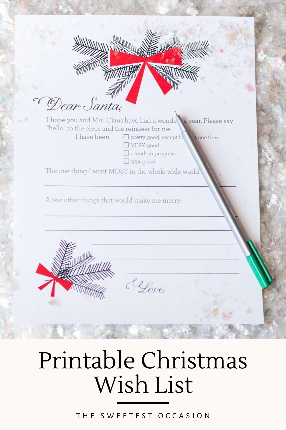 Dear Santa Printable Christmas Wish List The Sweetest Occasion