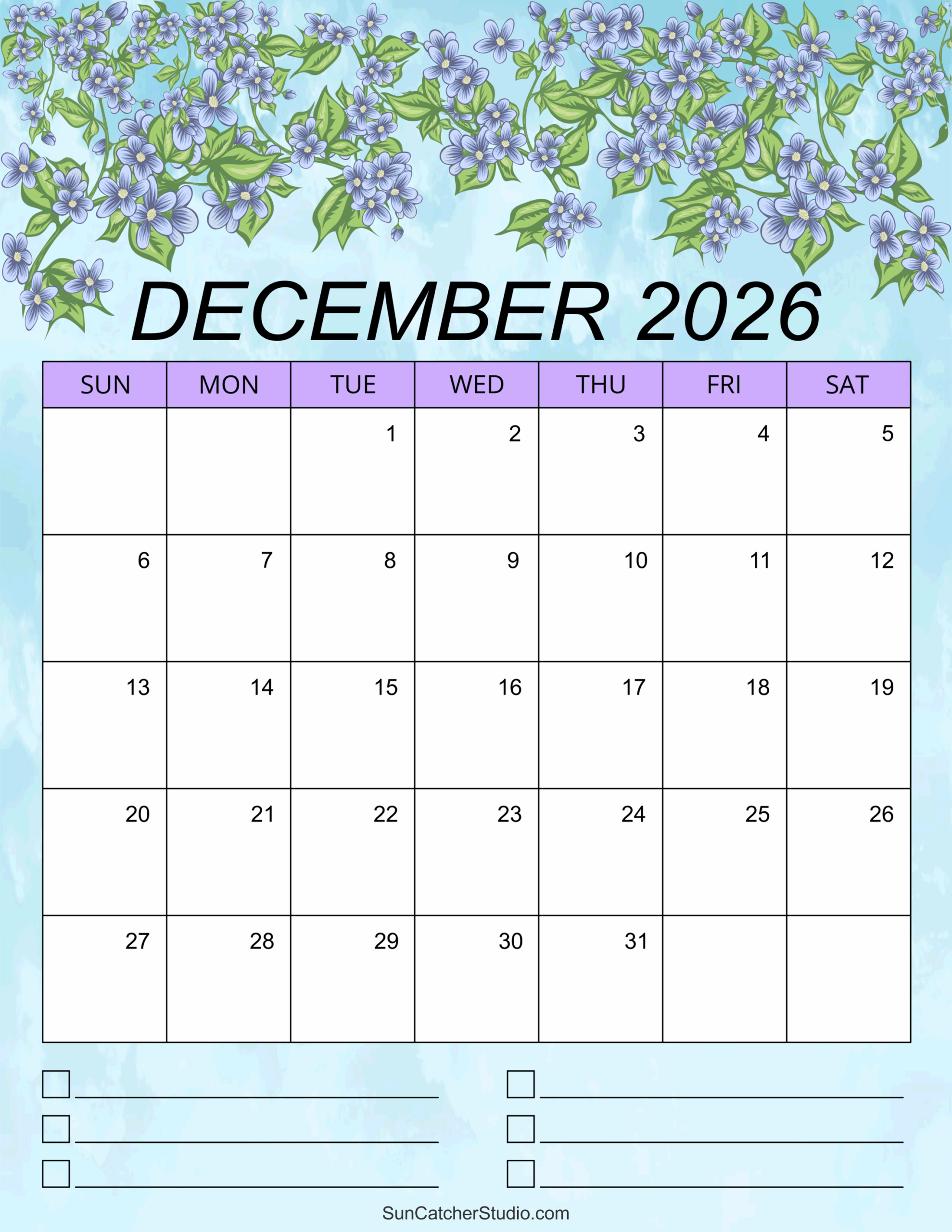 December 2026 Calendar Free Printable Free Printables Monograms Design Tools Patterns DIY Projects