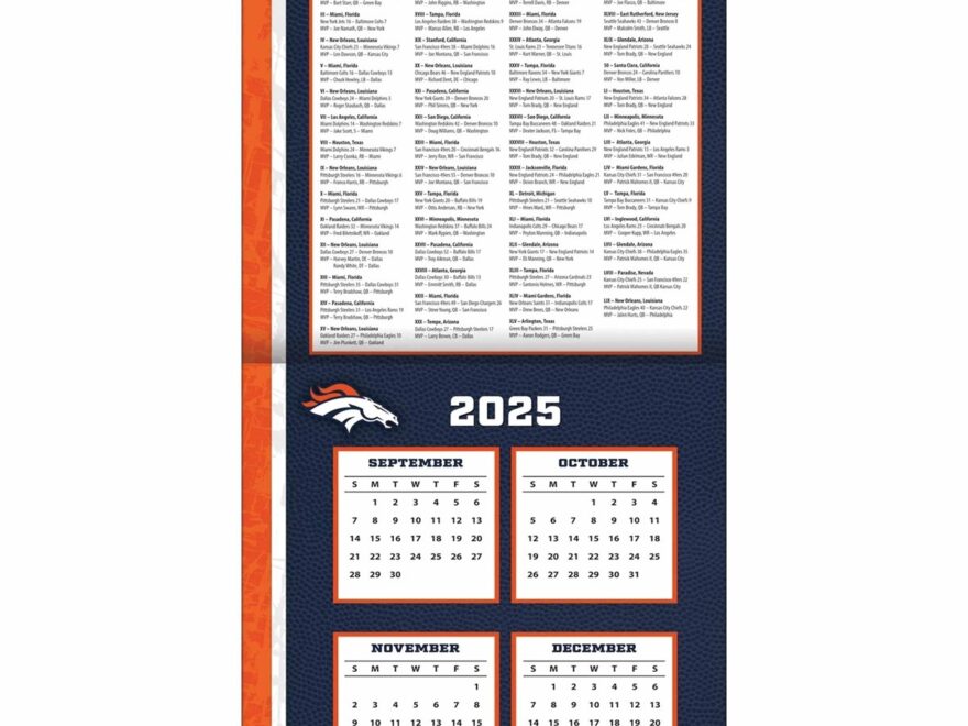 Denver Broncos NFL Calendar 2026