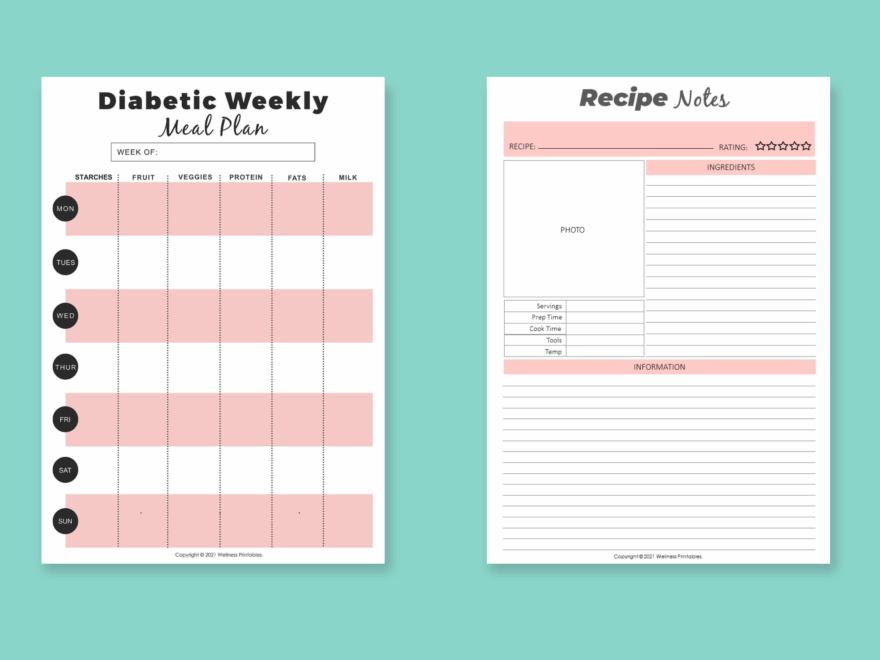 Diabetic Meal Planner Printable Wellness Printables