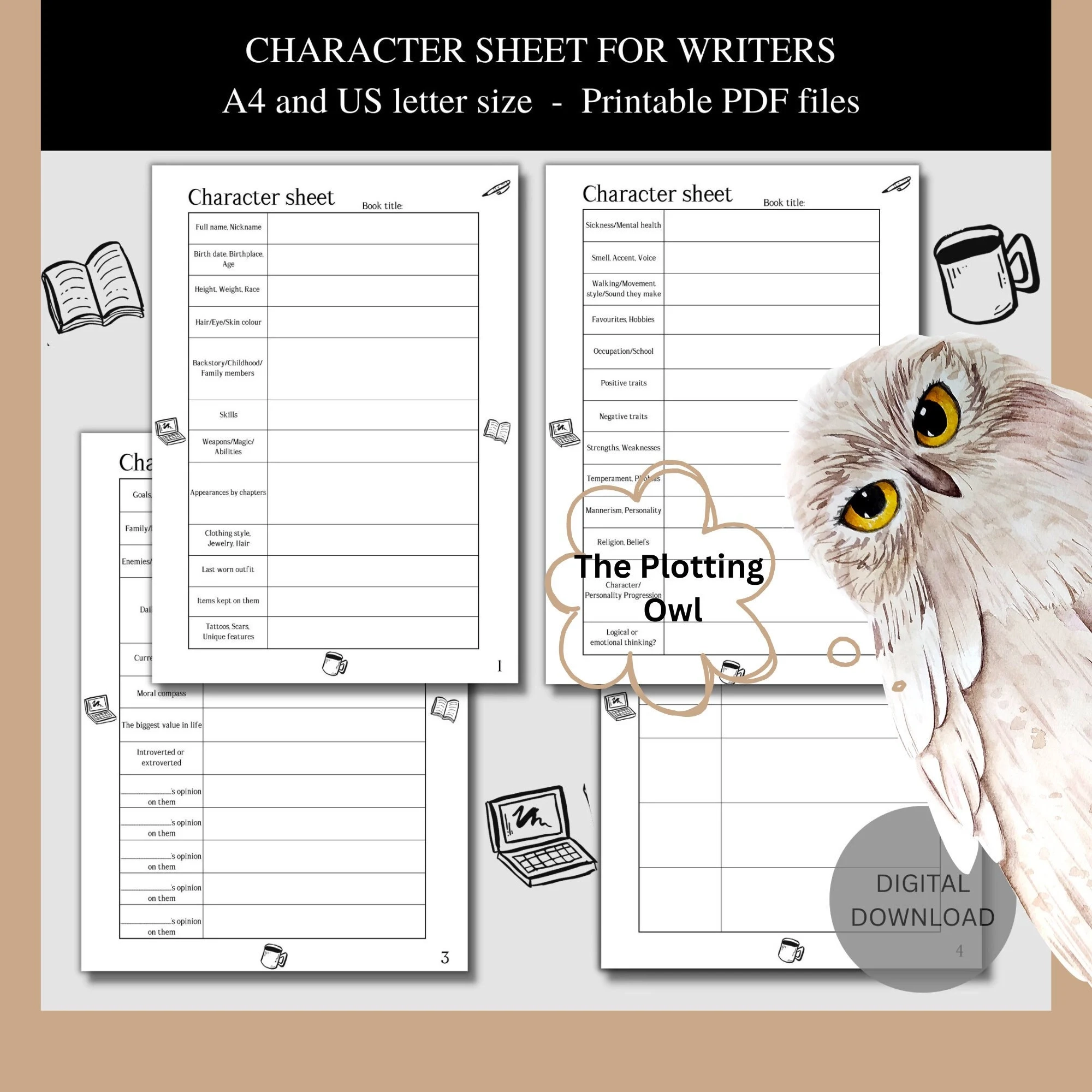 Printable Character Sheet For Writers