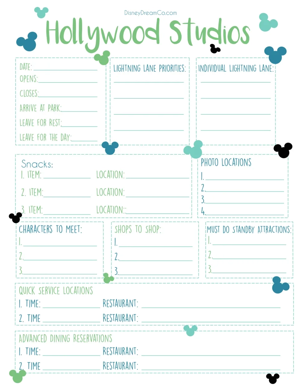 Printable Disney World Planner