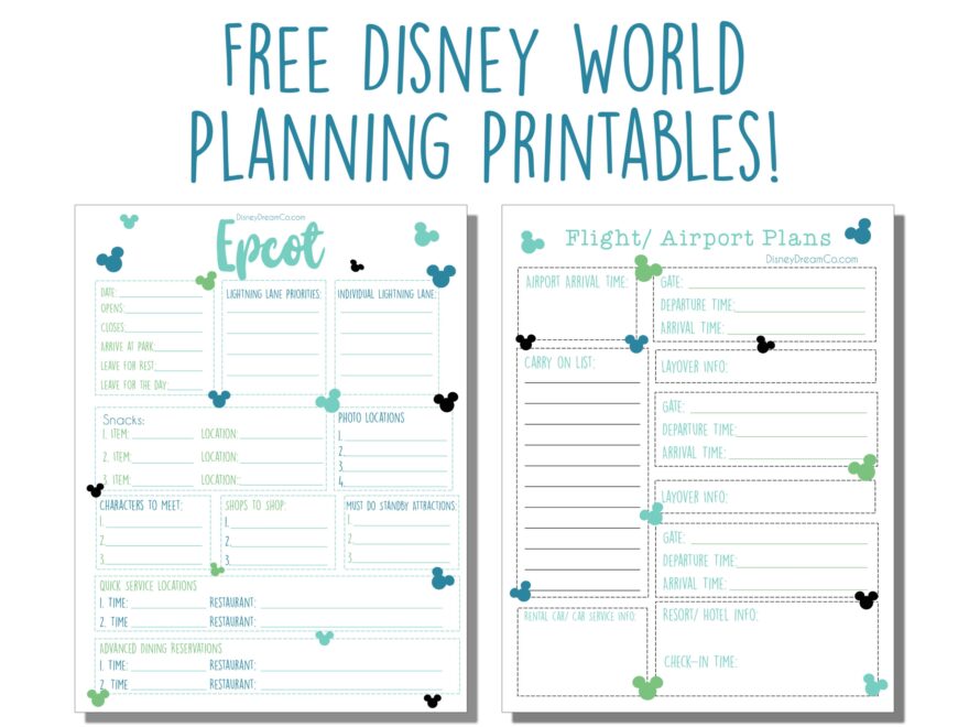 Disney World FREE Planning Printables Disney World Planner Disney Dream Co