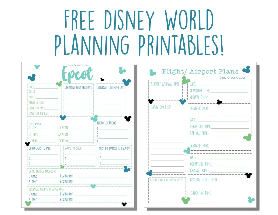 Disney World FREE Planning Printables Disney World Planner Disney Dream Co