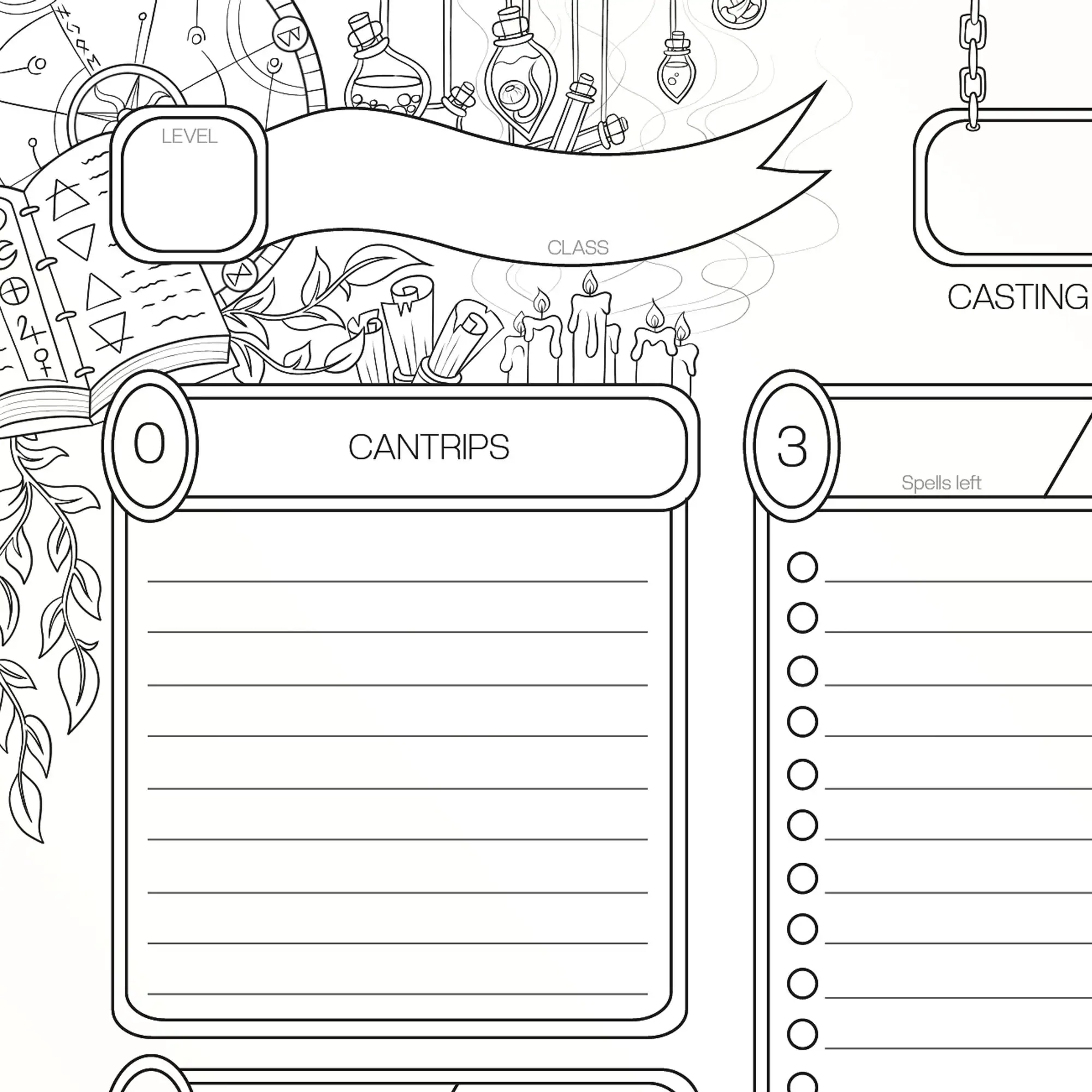 Printable Spell Sheet 5e
