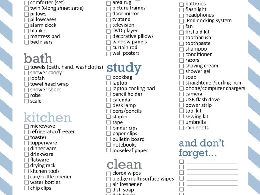 Dorm Room Checklist Free Printable How To Nest For Less