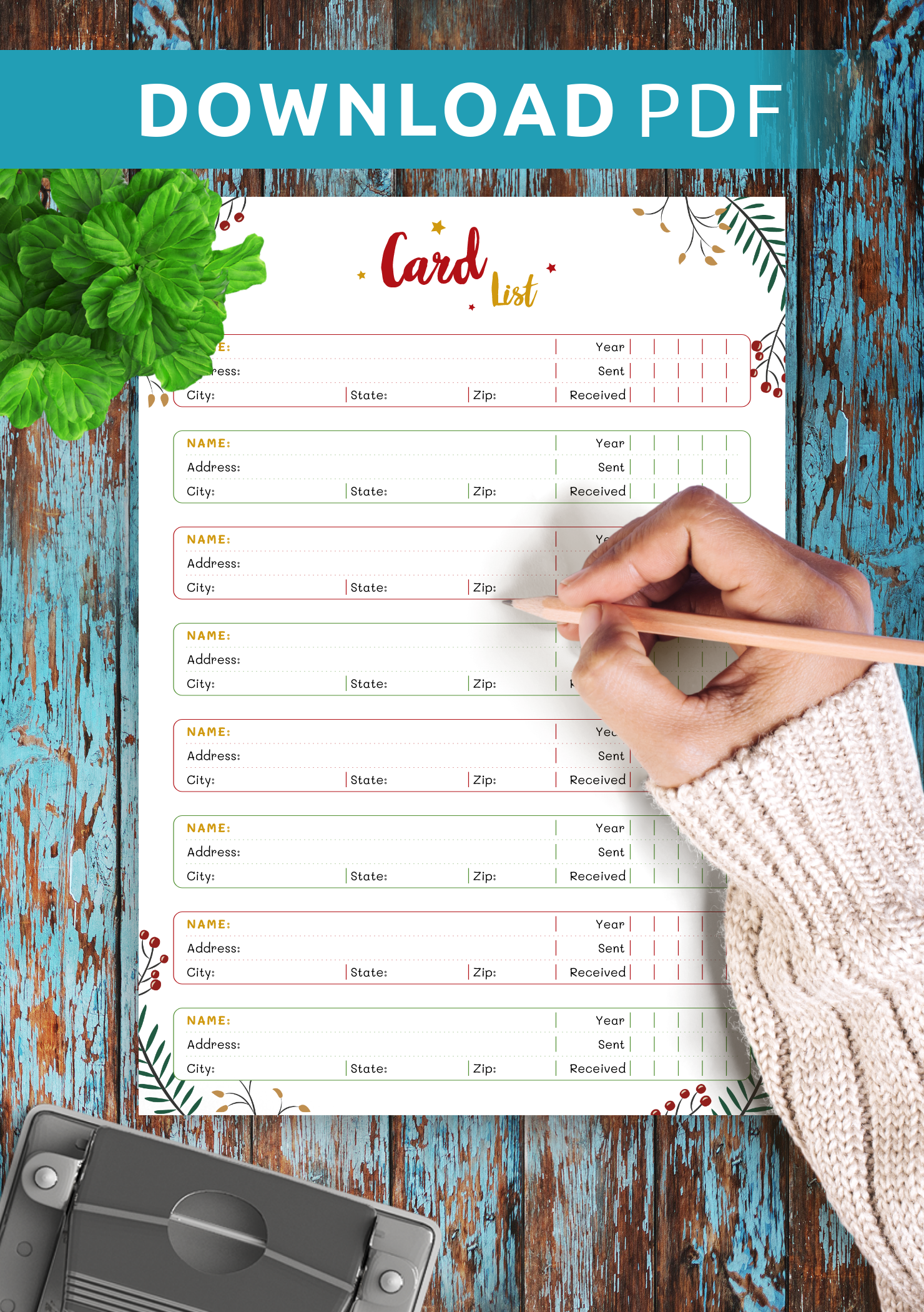 Free Printable Christmas Card List Free Printable Christmas Card List