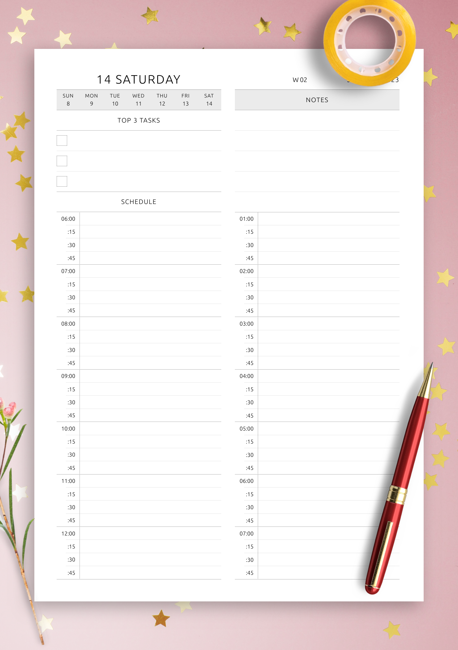 15 Min Printable Schedule 15 Min Printable Schedule