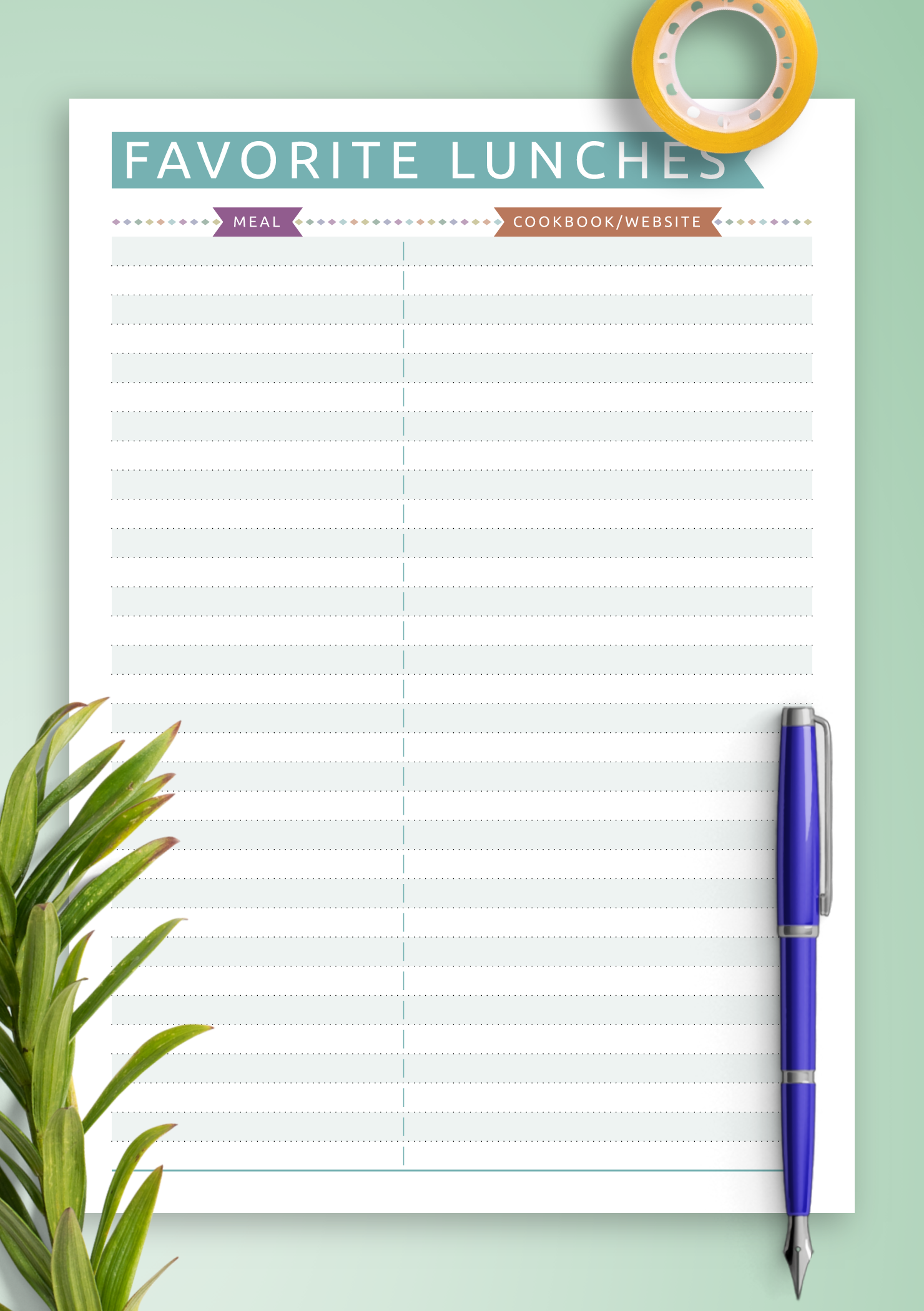 Printable List Of Recepies