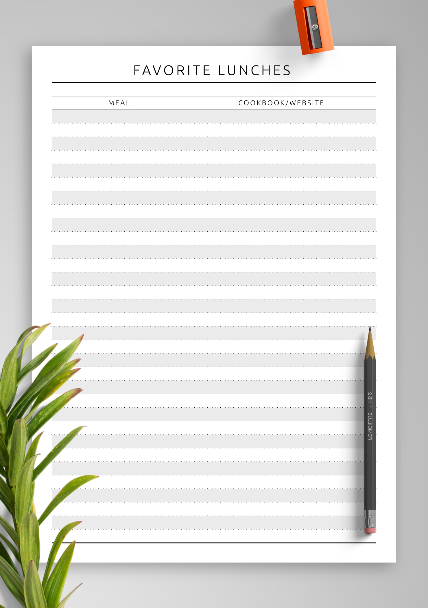 Download Printable Favorite Recipes List Original Style PDF